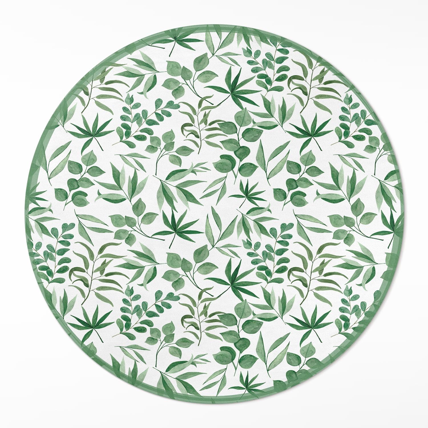 Tapis vinyle rond feuilles d'aquarelle pour décorer une chambre ou un salon moderne