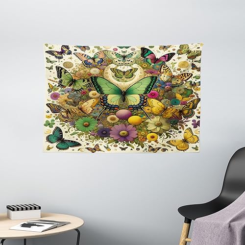 Miniatura 504 de Ambesonne Tapiz gótico, patio con hiedra encantada en la puerta antigua al bosque, colgante de pared ancho para dormitorio, sala de estar, 2-Verde