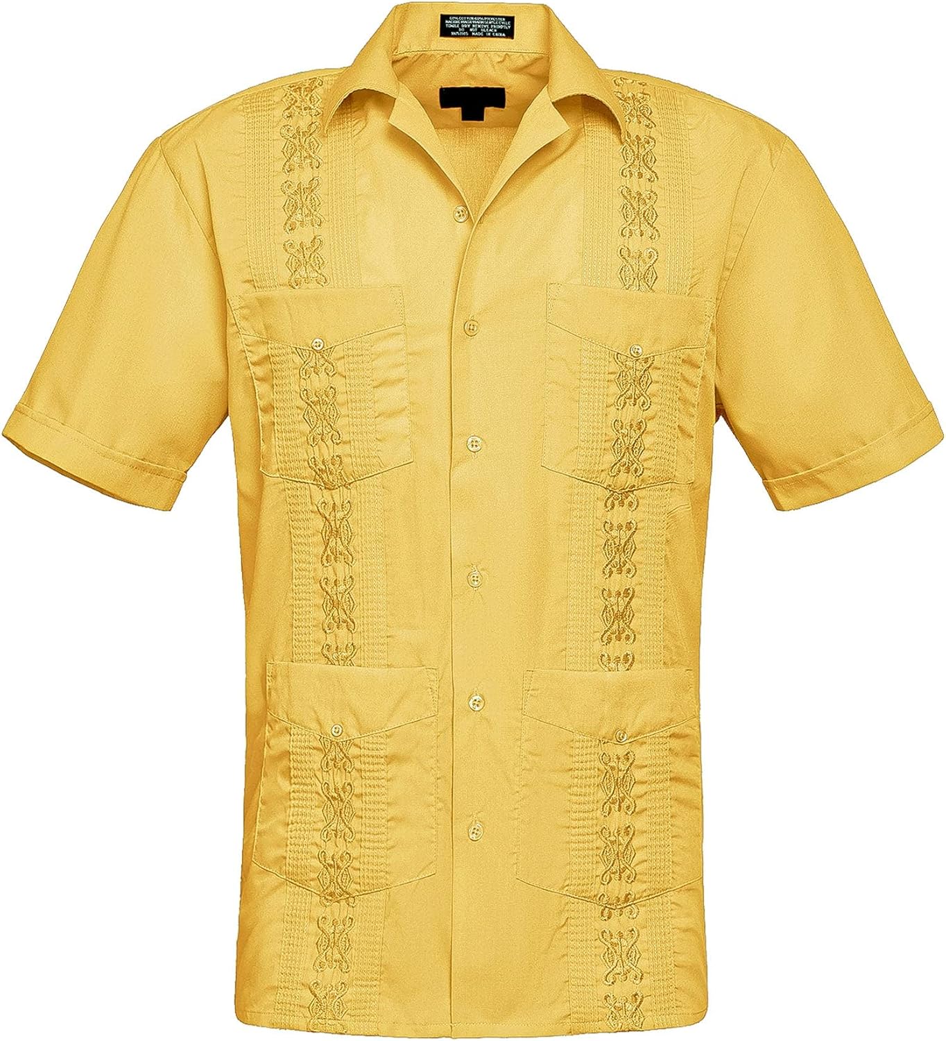 Men's Guayabera Premium Lightweight Embroidered Pleated Cuban Shirt