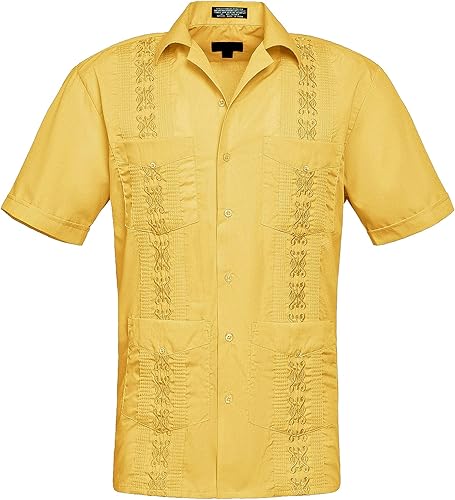 Camisa cubana plisada ligera y bordada Guayabera para hombre