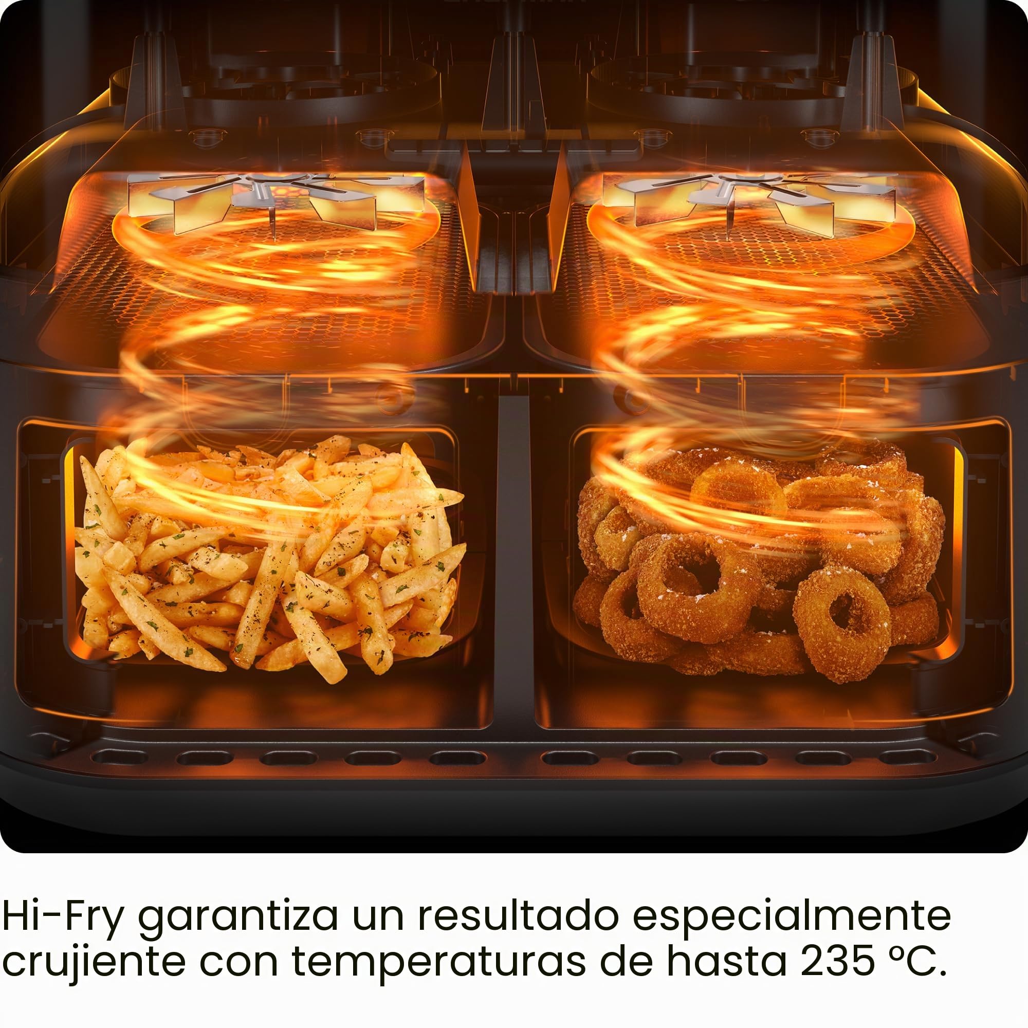 CHEFMAN Horno Freidora de Aire de 5,6L con Cestas Duales y Ventanas de Fácil Visualización, Sincronización de Finalización, Hi-Fry, Apagado Automático, Cestas Antiadherentes Apto para Lavavajillas