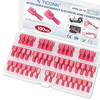 Vista 9 de TICONN Kit de conectores de desconexión rápida de pala de nailon, terminales aislados eléctricos, kit surtido de terminales de crimpado de alambre