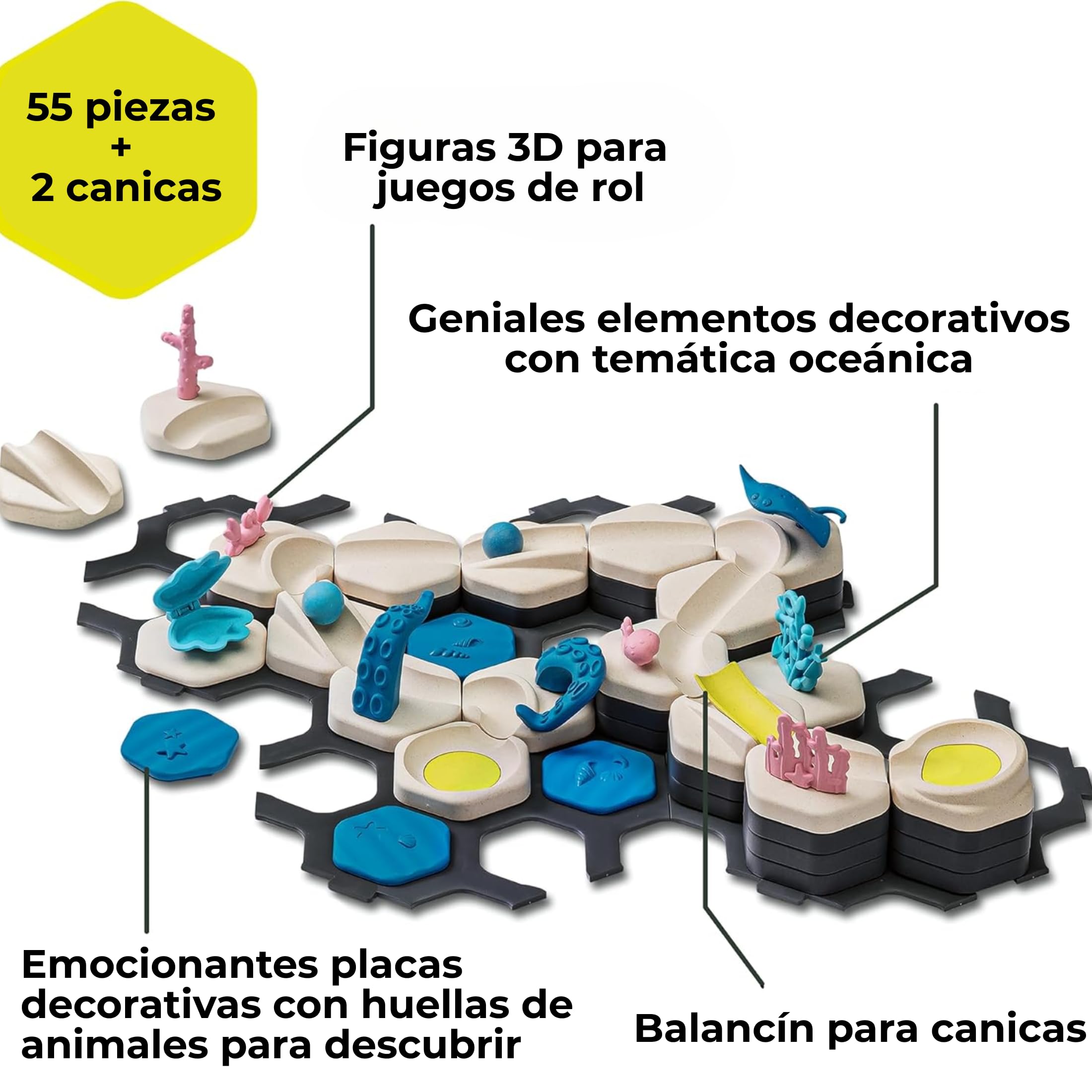 Ravensburger - Gravitrax Starter Junior Ocean | Circuito Canicas con 58 Pieza | Rompecabezas Niños con Canicas | Juegos para Niños De 3 Años | Juegos Mesa Compatibles con Todos Los Gravitrax