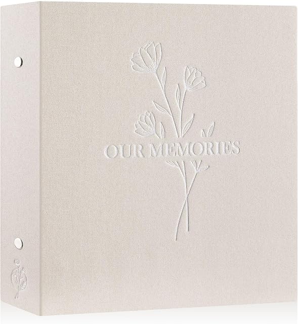 Lanpn Photo Album 6x4 Slip in, OUR MEMORIES Linen Extra Large Capacity 1000 Pockets Photo Albums Holds Landscape and Portrait 10x15cm Picture Beige