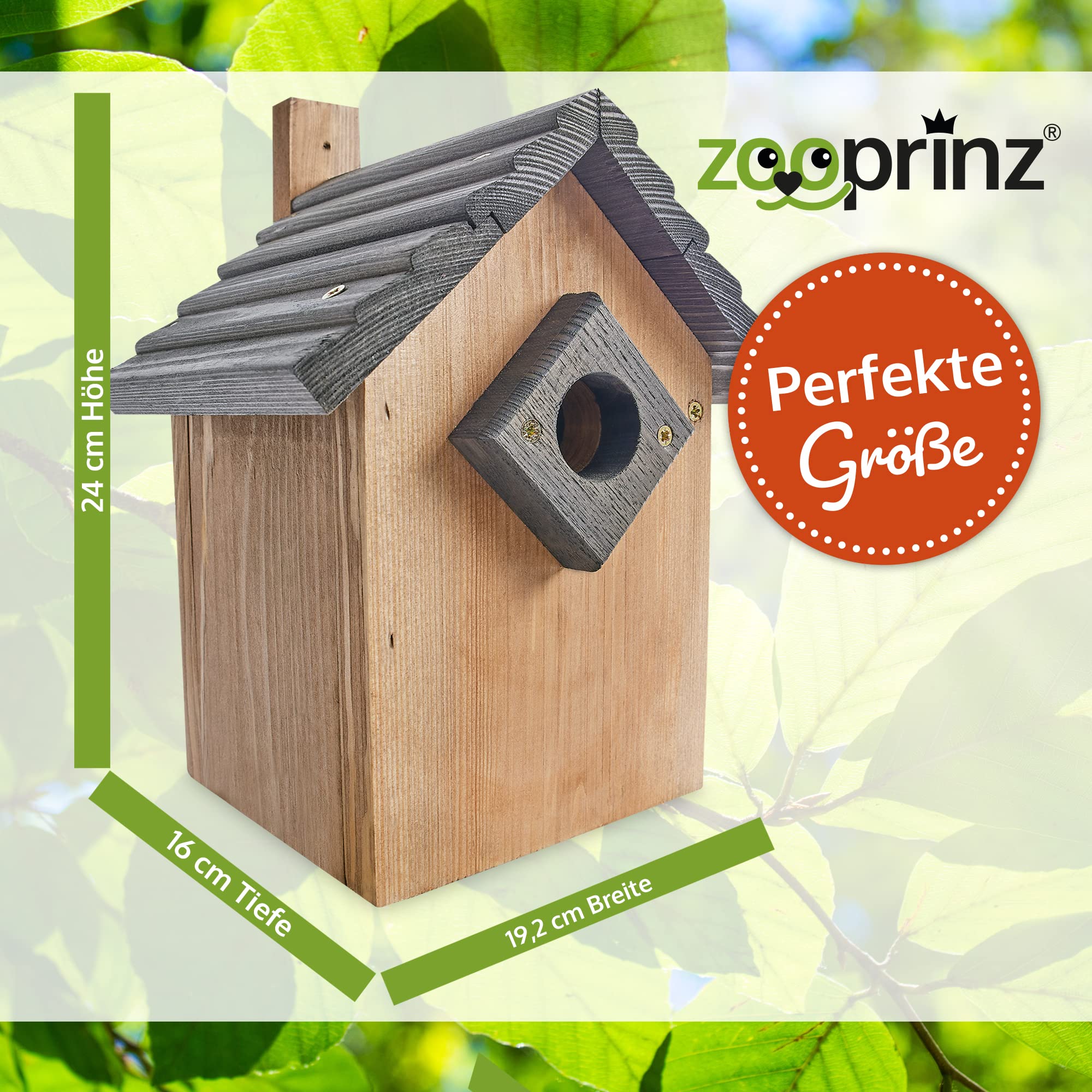 zooprinz Stabiler Nistkasten für Wildvögel/Gartenvögel - mit sicherem Schutz gegen Nesträuber – witterungsbeständig und langlebig für draußen – Nistkasten