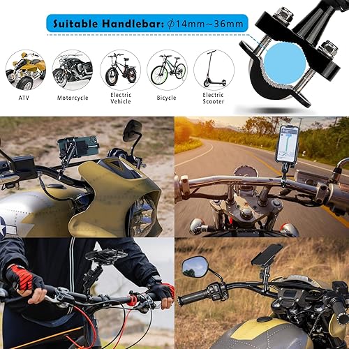 Miniatura 5 de GUB Soporte de teléfono de motocicleta de metal en manillar de 0.6-1.4 pulgadas, soporte de teléfono de bicicleta de aluminio para Harley ATV