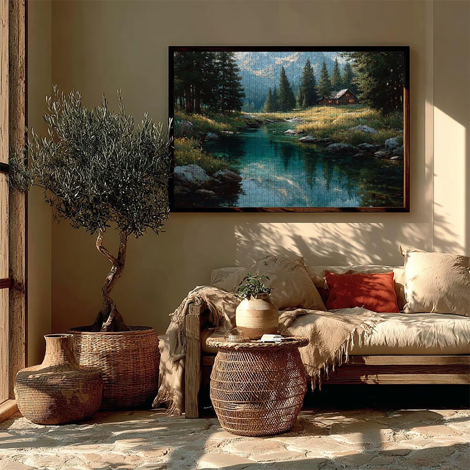 Puzzle Arte con Scatola Cottagea, Albero Puzzle Legno 2000 Pezzi Adulti 99x70cm, Attività di Intrattenimento ad Alta Difficoltà, DIY Classici Gioco, Jigsaw Per Tutta La Famiglia, Estate Regalo, 0-5165