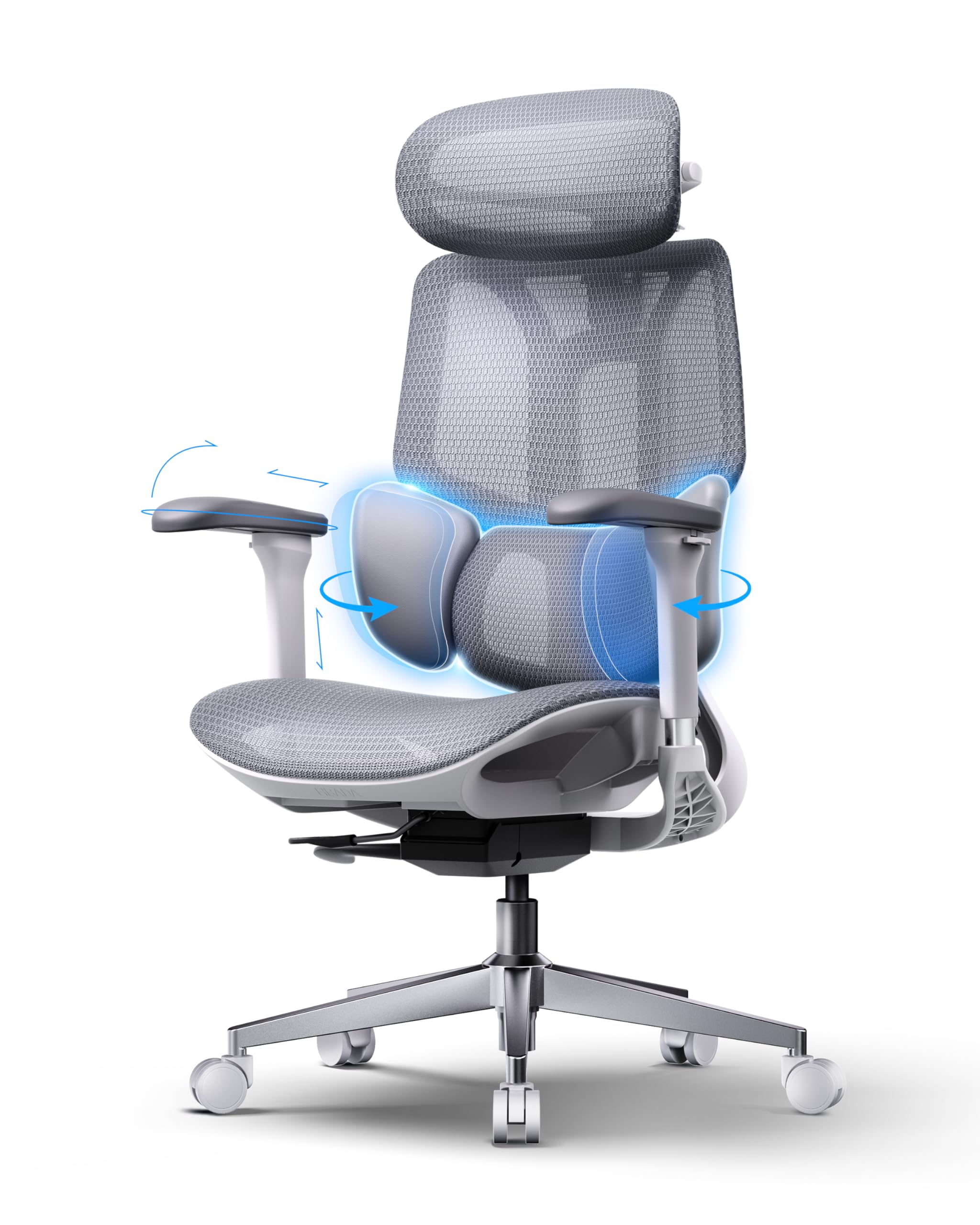 Hbada E3 Air 2026 Edition Silla Ergonómica Oficina con Soporte Lumbar 3 Zonas, Reposacabezas y Brazos 4D, Ajuste Automático de Peso, Reclinable 140°, Comfy Home Office Chair