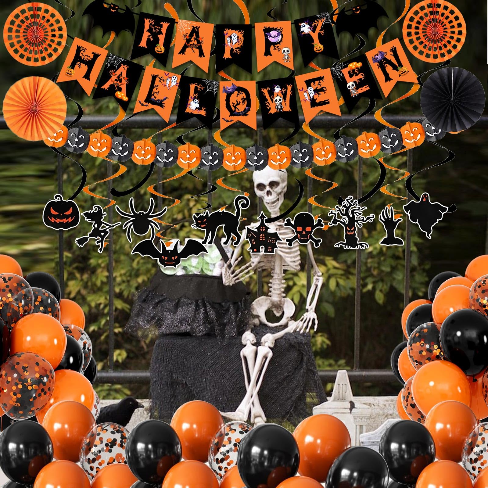 FECEDY Halloween Party Pack - Decorations & Balloons -7