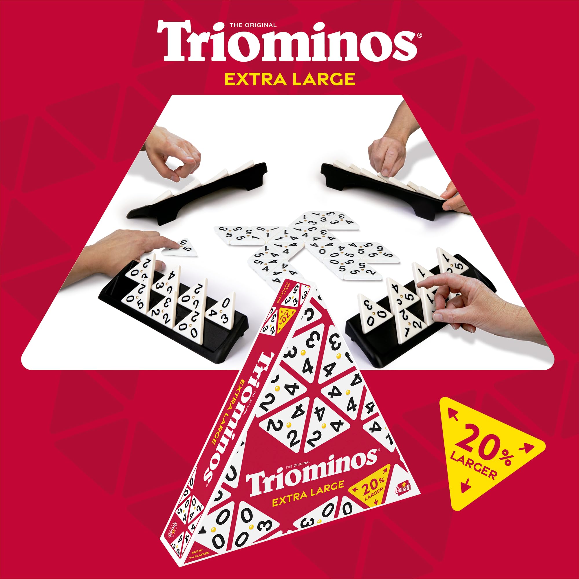 Triominos Extra Large, Brettspiel ab 6 Jahren, Familienspiel und Gesellschaftsspiele für 2 bis 4 Spieler | Brettspiel ab 6 Jahren, Familienspiel und Gesellschaftsspiele für 2 bis 4 Spieler