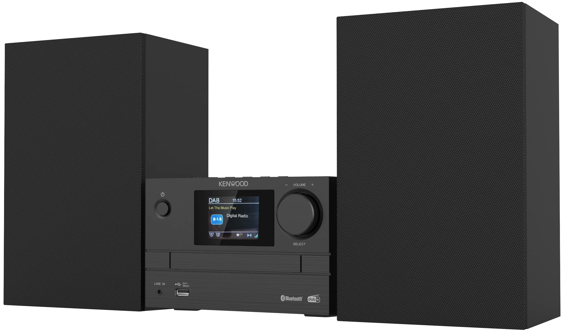 Kenwood M-525DAB - Micro HiFi-System mit CD, USB, DAB+ und Bluetooth Audio-Streaming, 6,1cm TFT-Farbdisplay, Fernbedienung