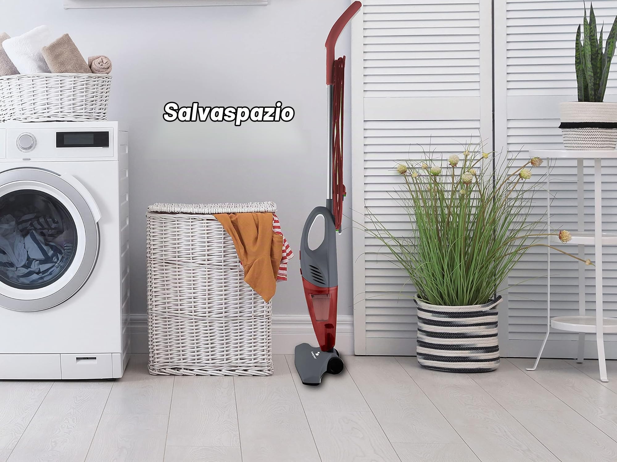 BEPER 50.451 Scopa Elettrica, Aspirapolvere con Filo, Aspirabriciole Senza Sacco con Tecnologia Ciclonica e Filtro Hepa, Rosso