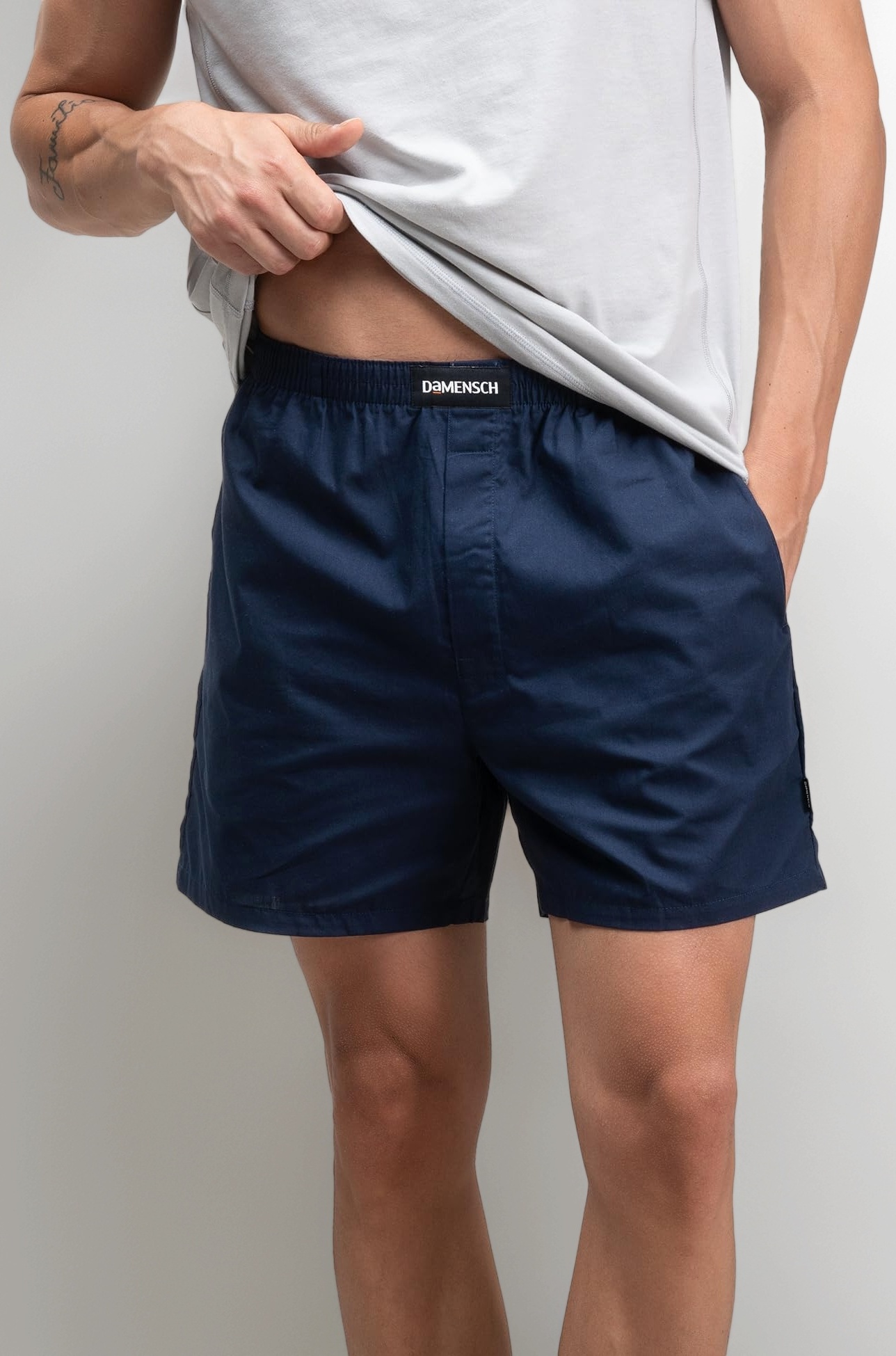DaMENSCH Regular Fit Solid 100% Soft & Durable Cotton Boxer Shorts Dual Pockets Anti-Bacterial Moisture Wicking Microfibre Waistband Ultra-Light Boxers for Men