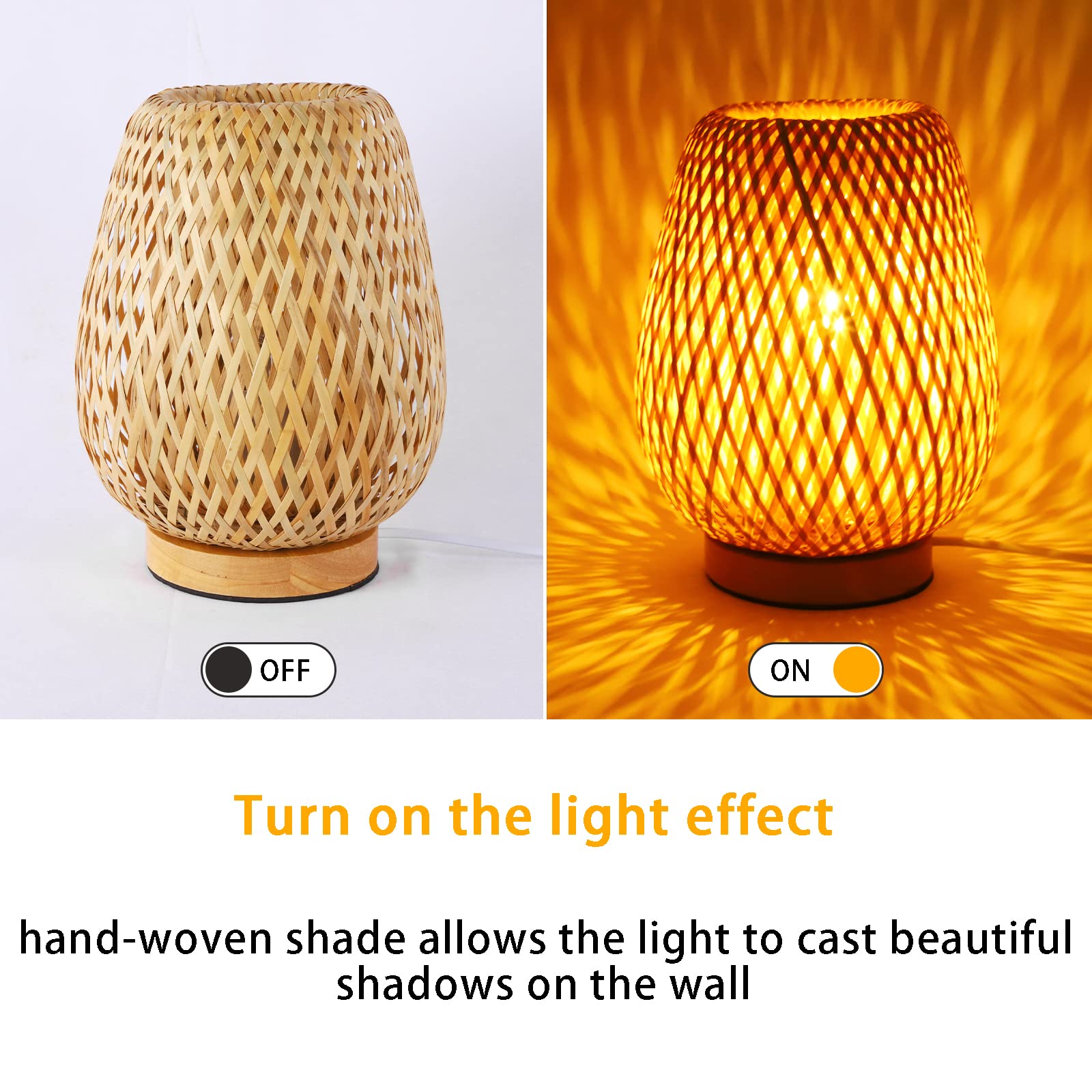 Boho bambusowa mała lampa stołowa wiklinowa tkana, lampy biurkowe do sypialni, nocna lampka do czytania, wystroju domu