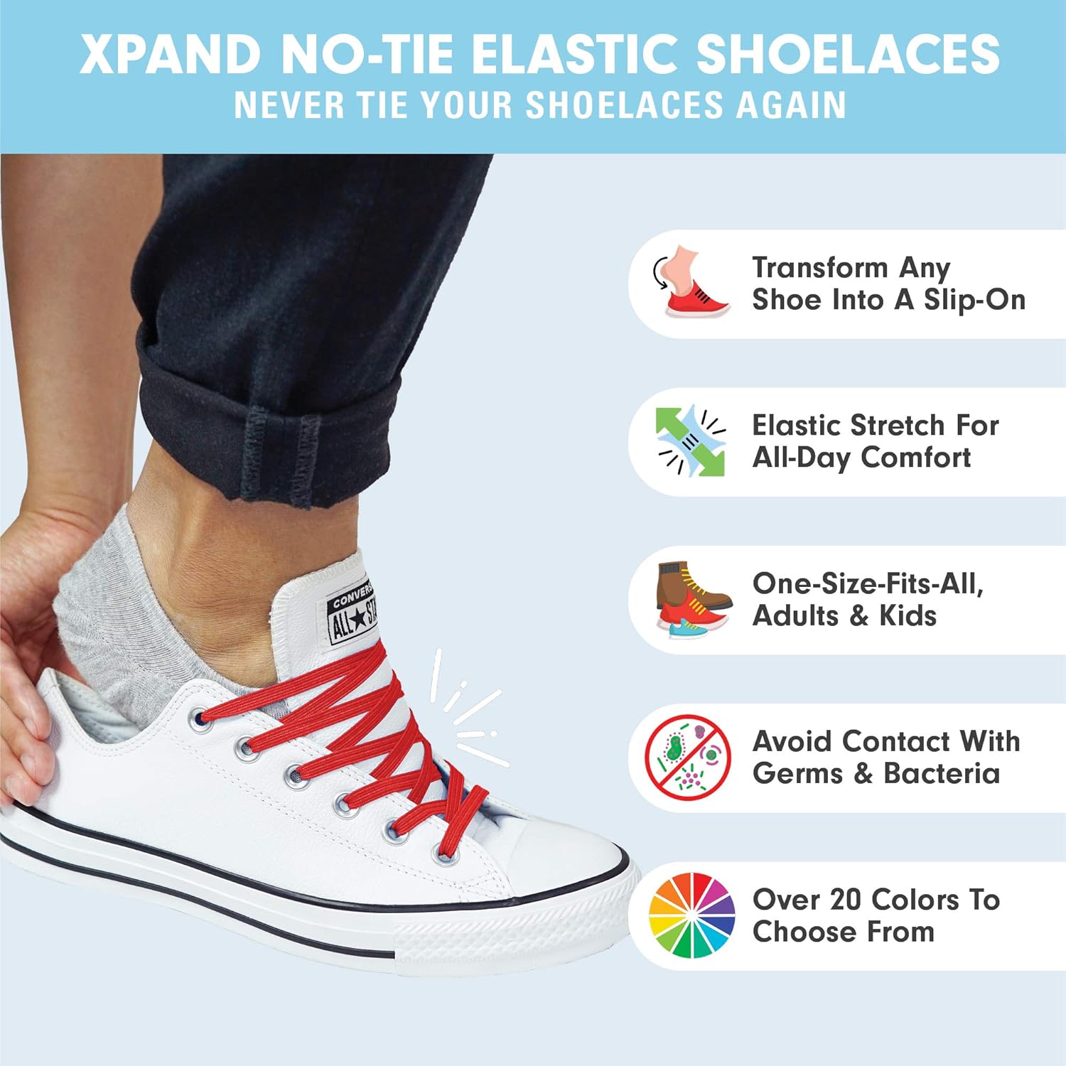Xpand No Tie Shoelaces Elastic Laces for All Shoes Martinique Ubuy