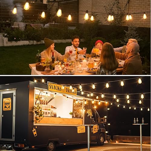 Miniatura 6 de 96FT LED Outdoor String Lights, Waterproof Patio Lights with 30+2 2700K Dimmable Shatterproof Edison Hanging Bulbs for Backyard Party-Black Negro