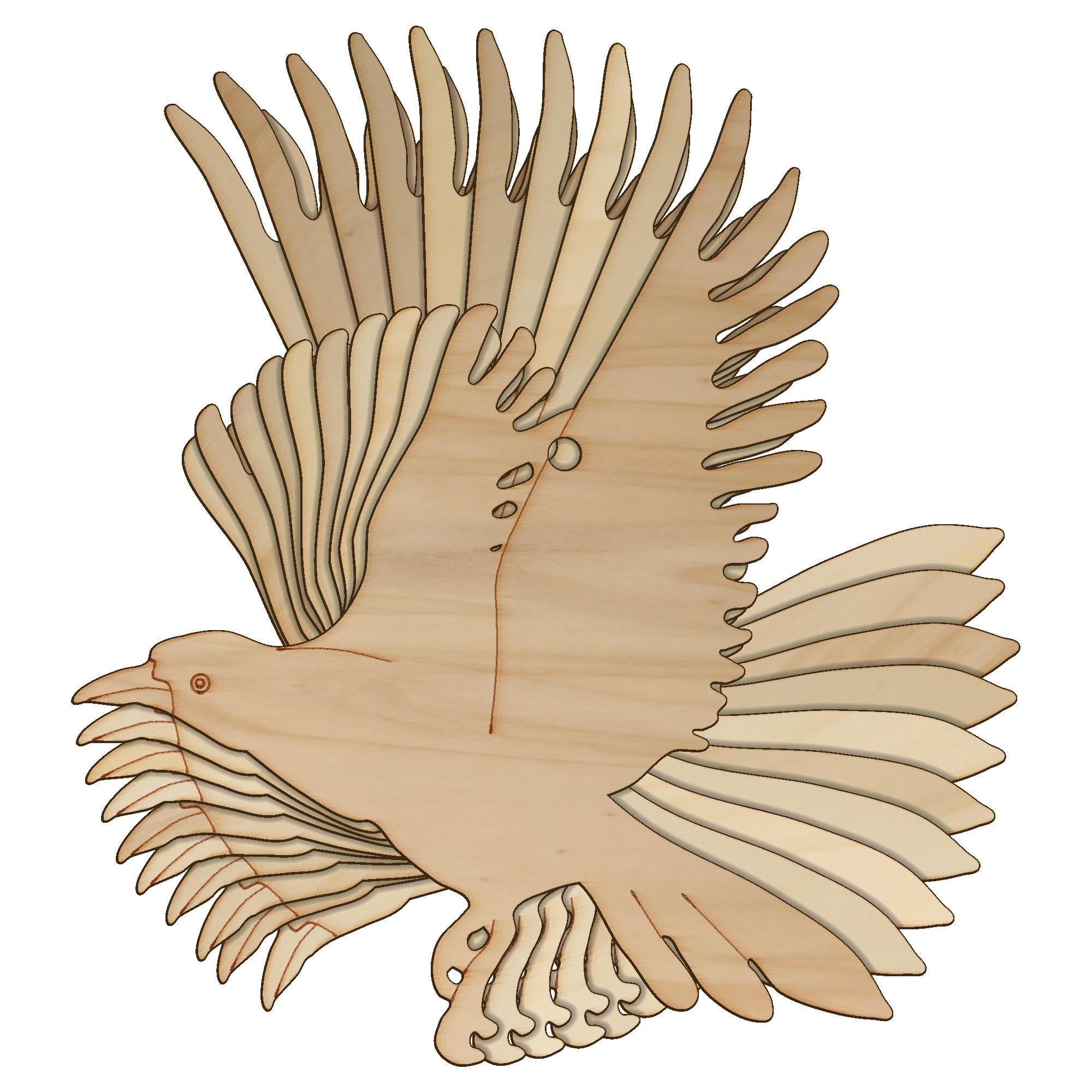 10x Wooden Crow Landing Bird Craft Shapes 3mm Plywood Wildlife Halloween(20 x 16.8cm,Hole Top Centre)