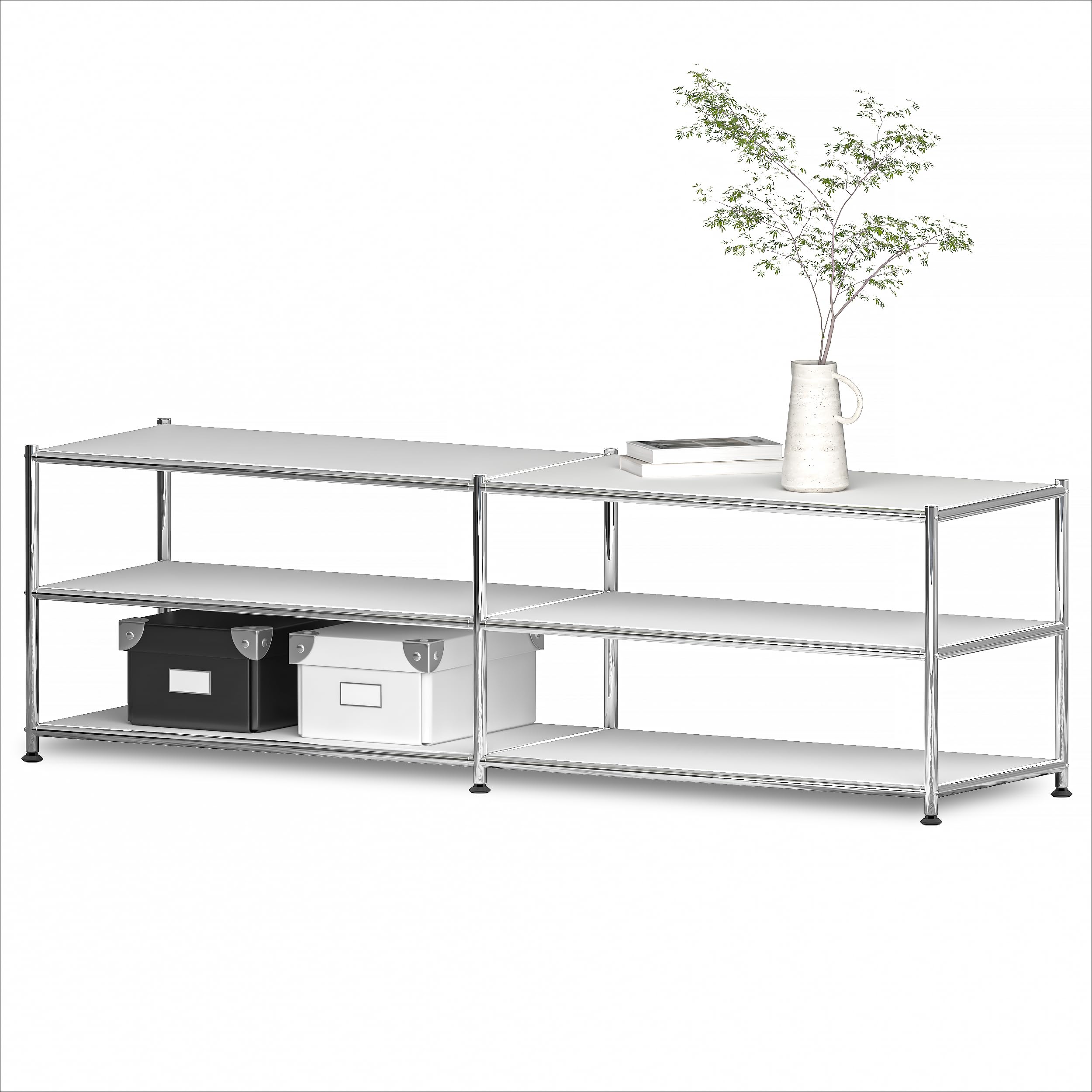 Metal Storage Rack, 3-Tiers Adjustable Storage Shelves, DIY Modern Home Furnishing, Adjustable Metal Organizer for Home,Kitchen,Office,Entryway, (White)