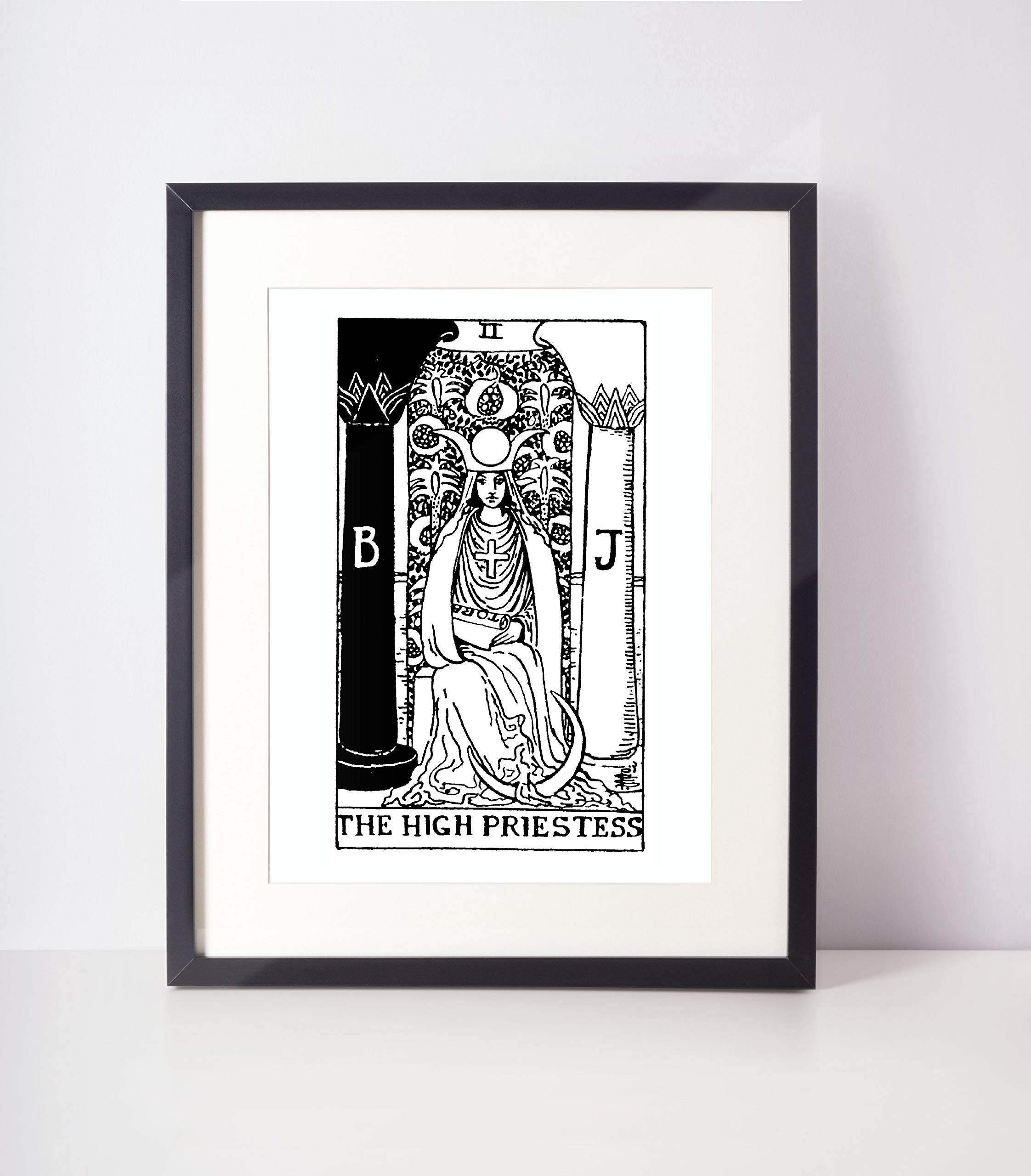 The High Priestess Black and White Tarot Print/Tarot Card Art/Major Arcana/Tarot Wall Hanging/Rider Waite Tarot