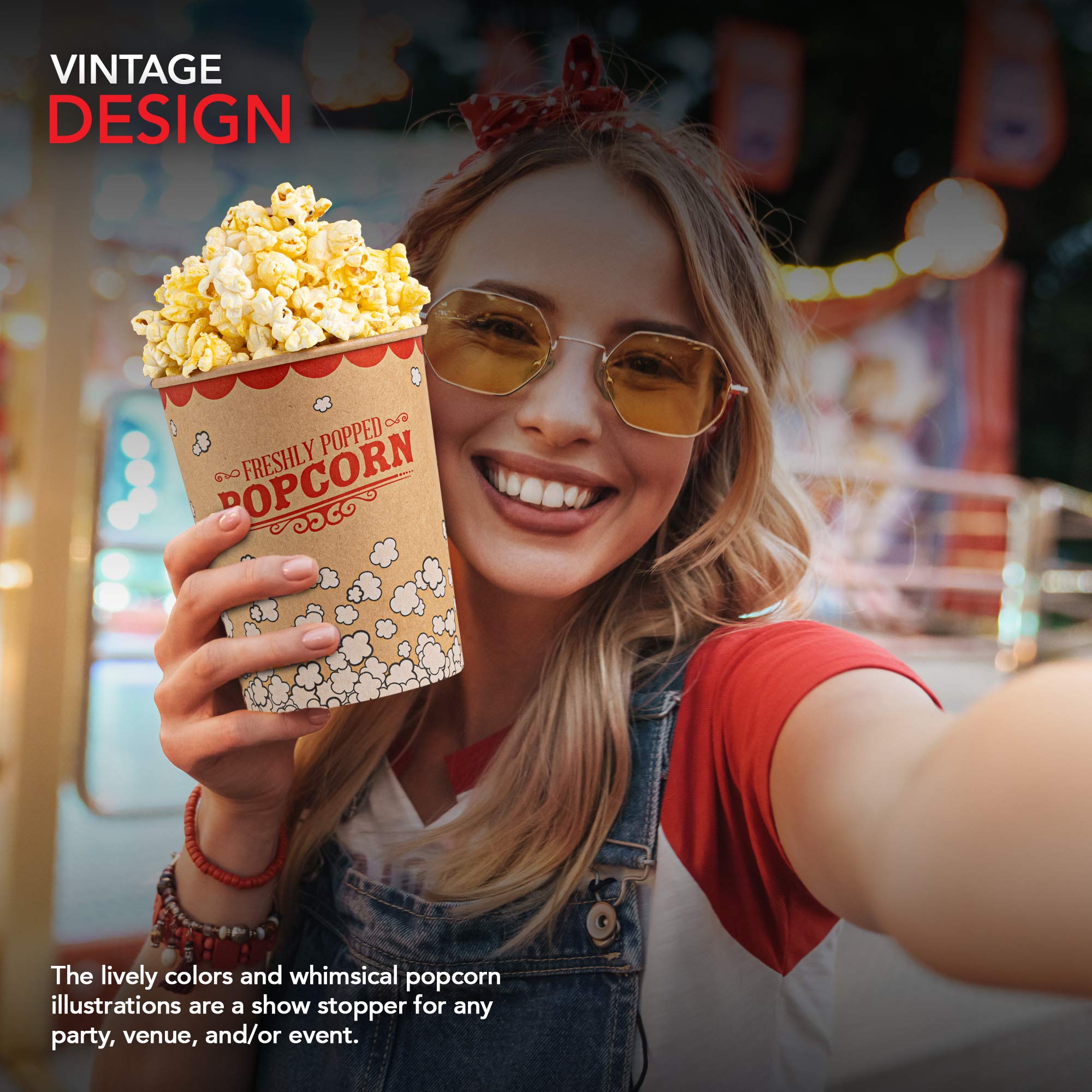 Stock Your Home 32 Oz Kraft Popcorn Buckets (25 Count) Greaseproof