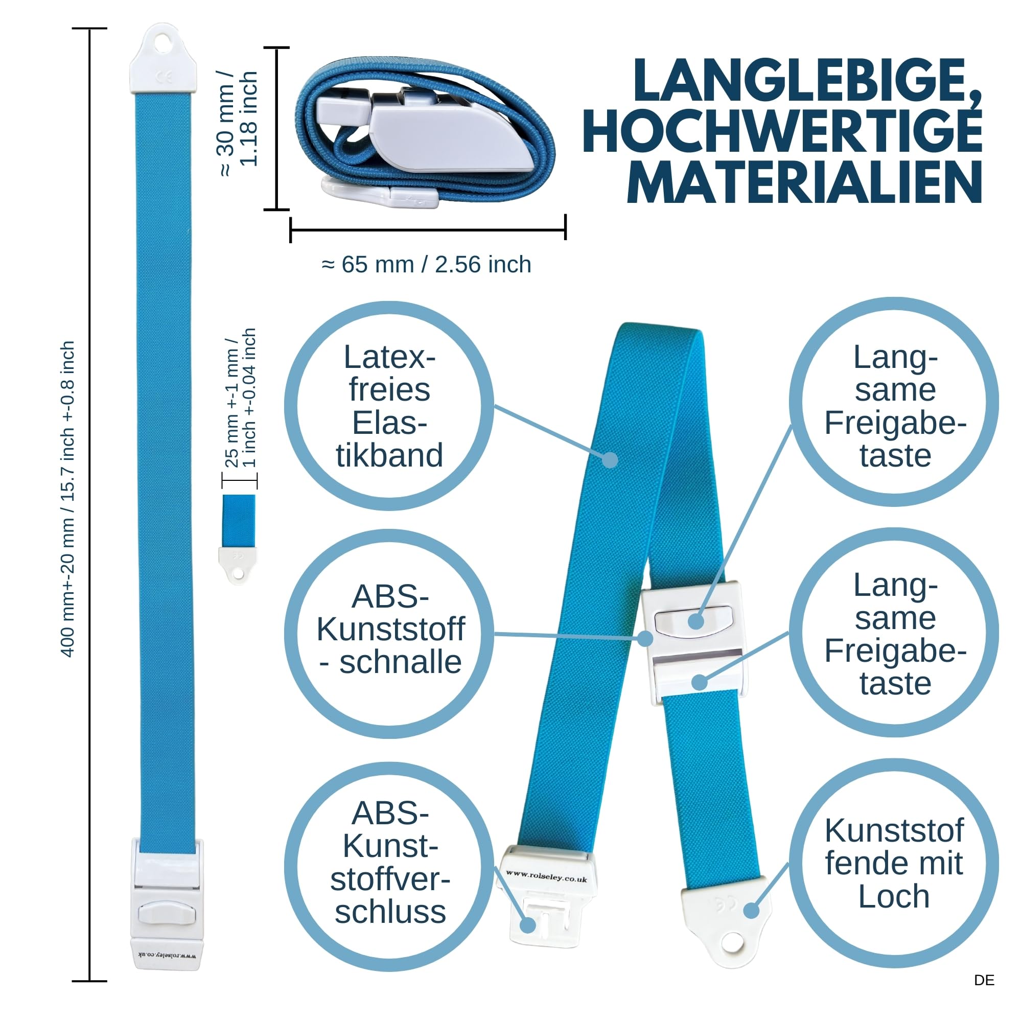 Packung mit 10 Venenstauer Stauschlauch Stauband von Rolseley (10 verschiedene Farbsatz)