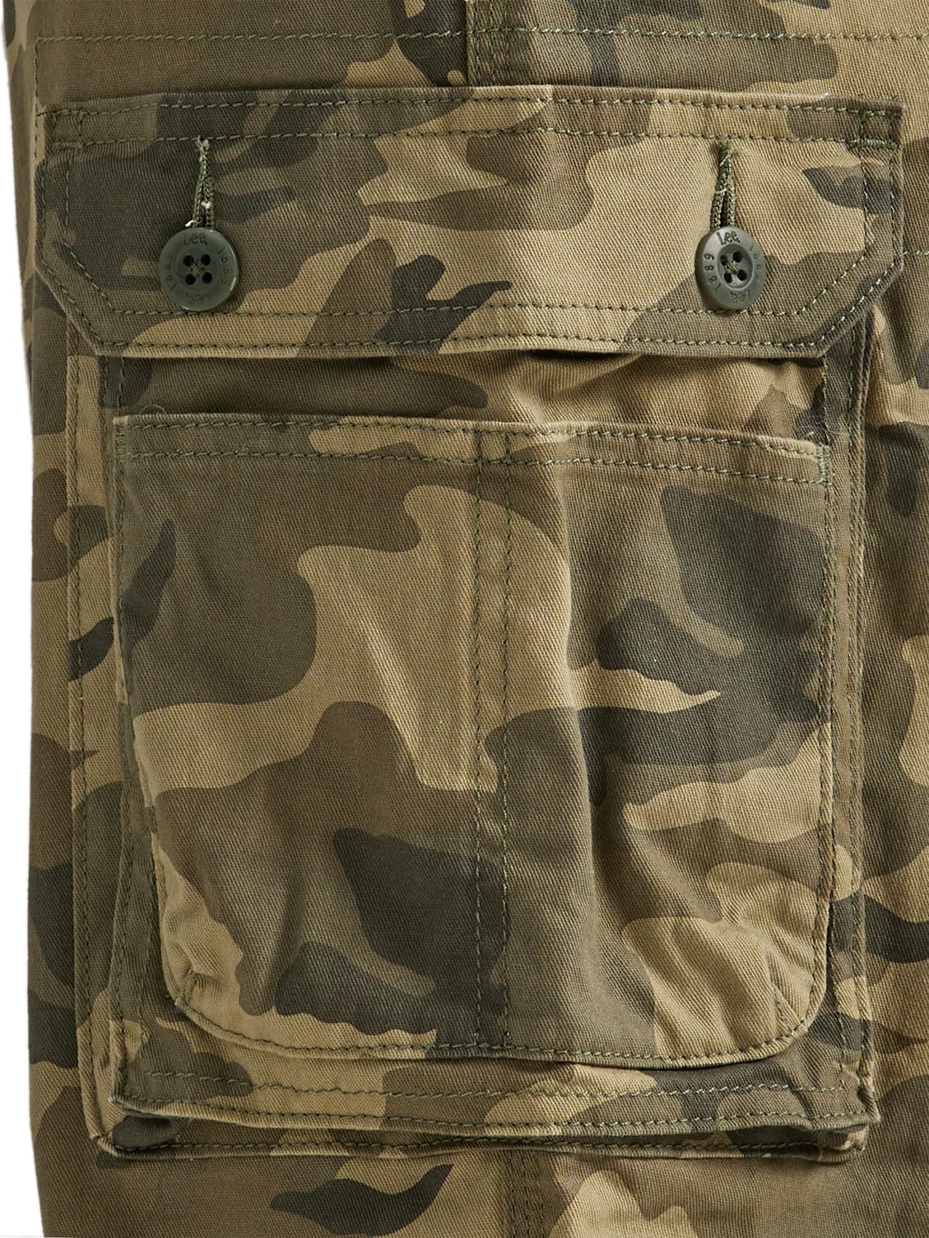 Lee Men's Wyoming Relaxed Fit Cargo Pant, Green Camo, 32W X 34L