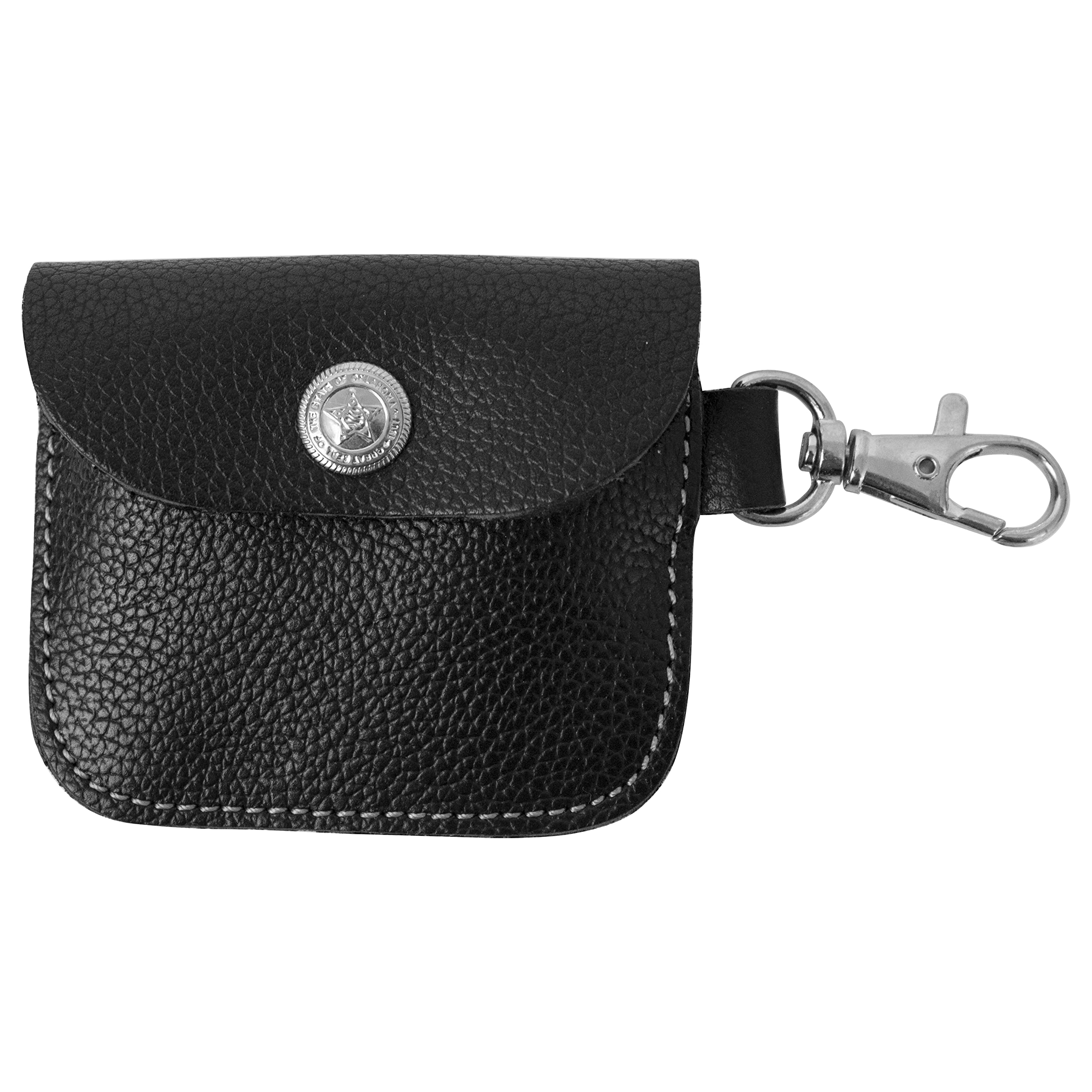 Spillbox Genuine Leather Coin Pouch/Key Ring/Leather Keychain/Key Holder for Home, car, Bike with Anti-Rust Metal Daily Usage- Square Coin Pouch (Black)