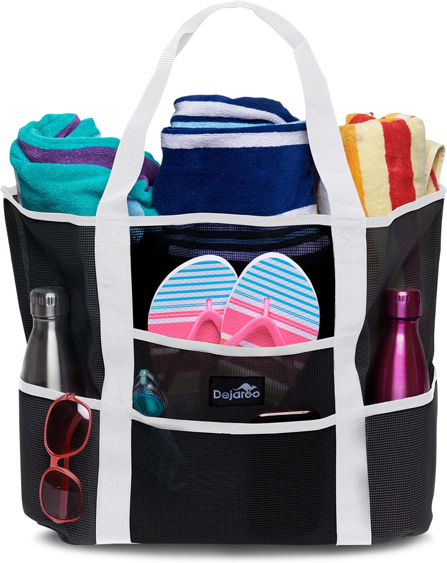 Dejaroo Mesh Sand Free Bag - Strong Lightweight Bag For Beach & Vacation Essentials. Tons of Storage!