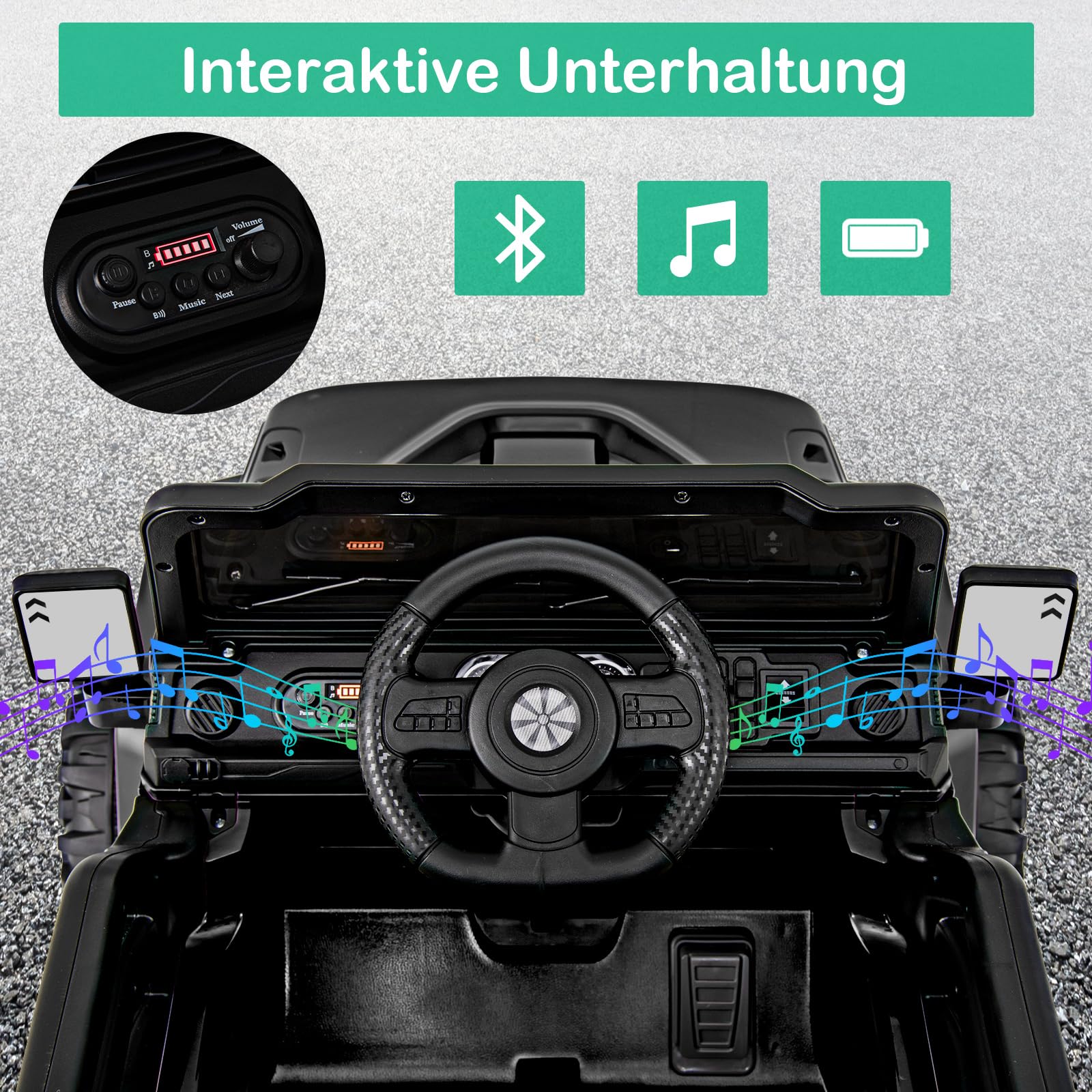 COSTWAY Elektryczny samochód dziecięcy 12 V, z pilotem zdalnego sterowania 2,4 G, diodami LED, muzyką i klaksonem, dla dzieci od 3 lat (czarny)