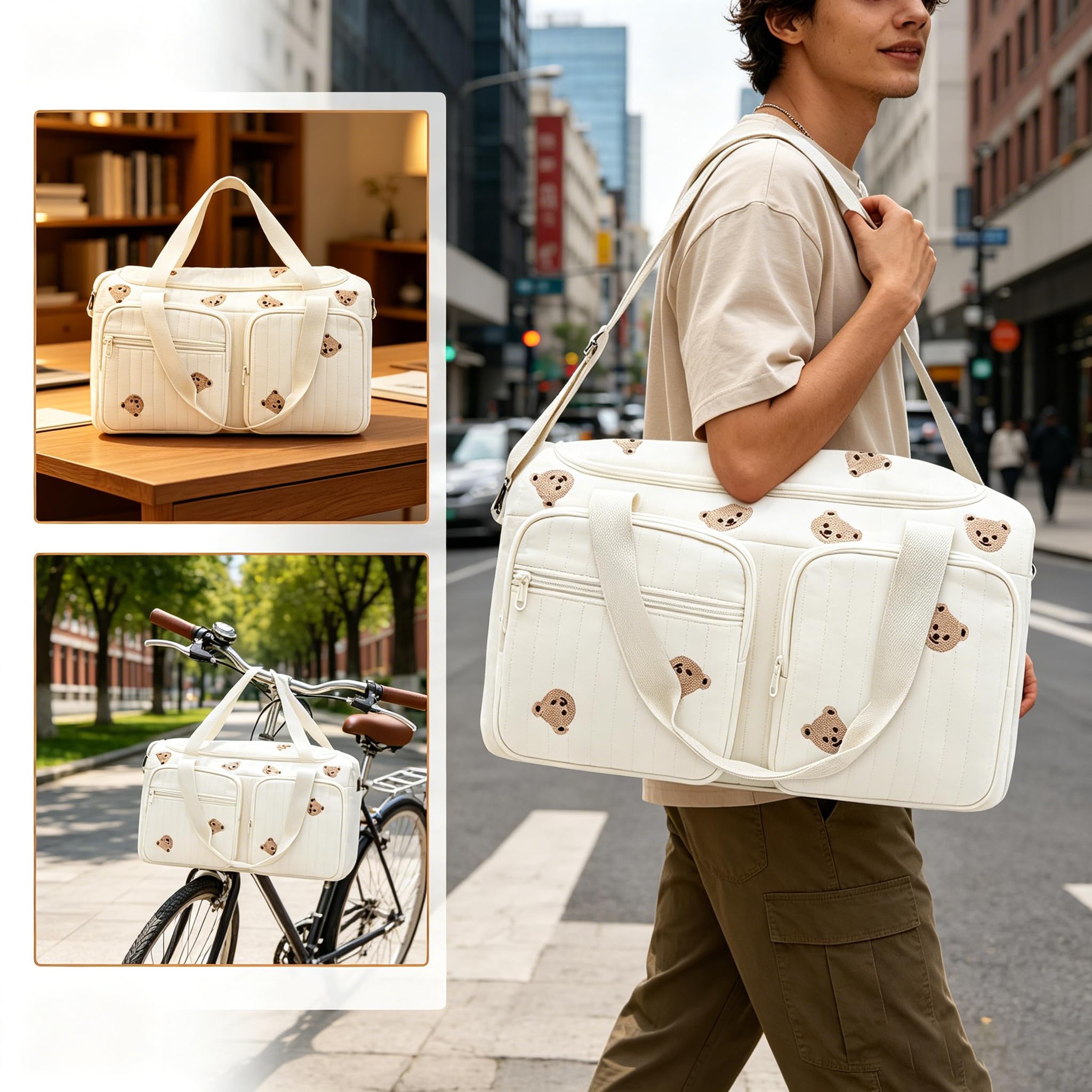 Sac à langer en coton avec broderie, pour les voyages, la naissance à l'hôpital, les voyages, la poussette