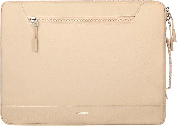 LANDICI 360°Protective Laptop Sleeve Case 14 15 Inch, Waterproof Slim Computer Cover Bag Compatible with MacBook Air M2 15, MacBook Pro 14/15, Chromebook 14/15, Asus vivobook 14, Apricot