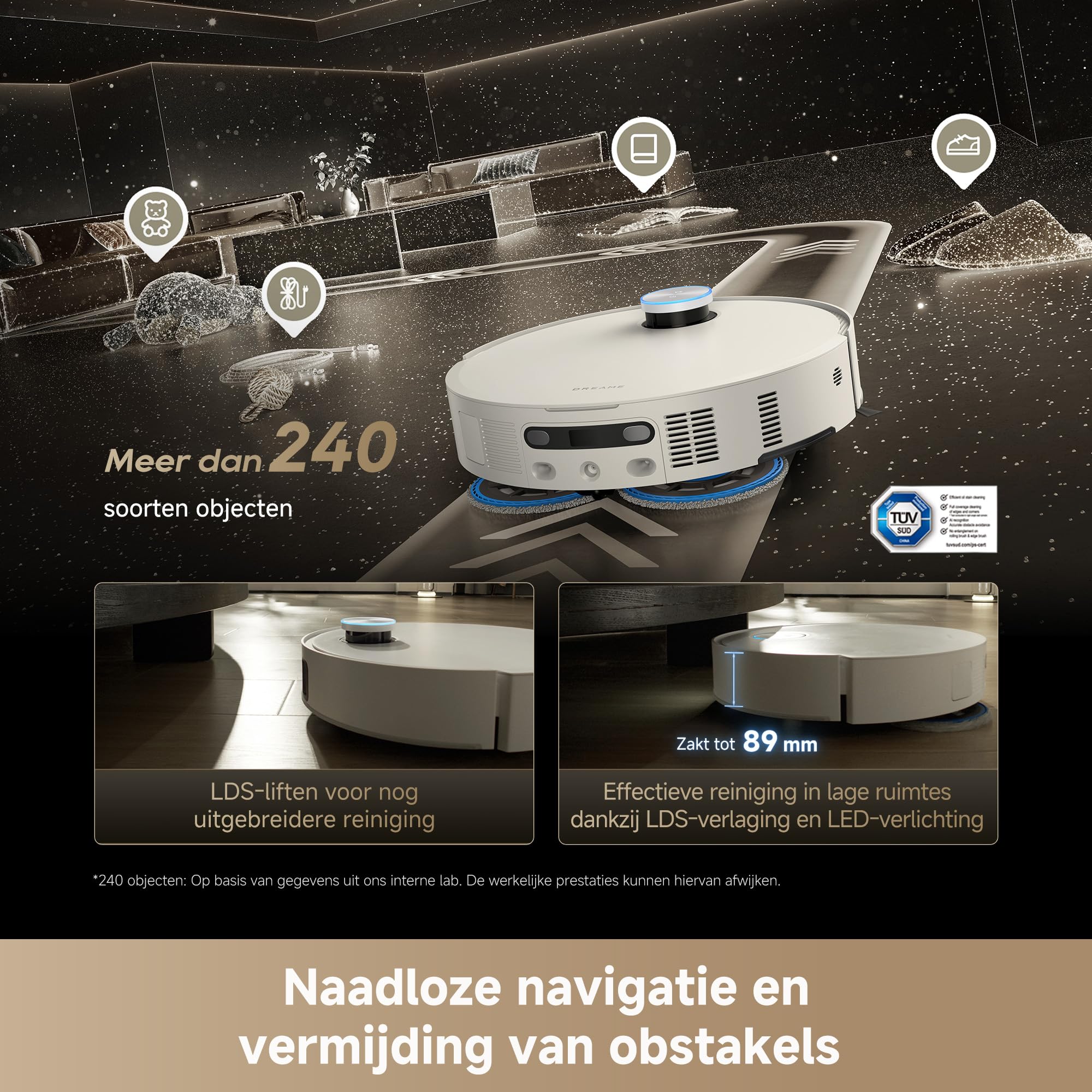 DREAME Matrix10 Ultra-robotstofzuiger en -dweil,multi-dweilwisselen, 8 cm obstakeloverbrugging,30.000 Pa, autom.legen/bijvullen, zelfreinigend,100% ontwarren,240> obstakels vermijden,spraakbediening