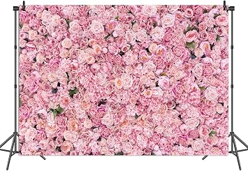 7x5ft Pink Rose Wall Background Pink Flowers Backdrops Spring Tea Party Backdrop Floral Girls Birthday Weeding Valentines Day Mothers Day Event Banner Photo Props