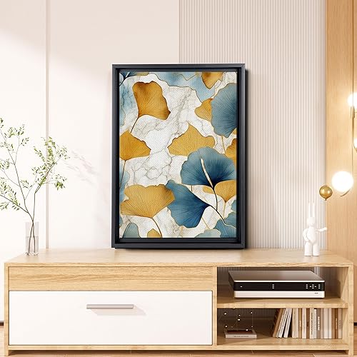 Miniatura 4 de Gold Turquoise Ginkgo Leaf Print, Captivating Plants Wall Art, Ginkgo Biloba Leaf Print Painting, Embrace the Serenity of Nature