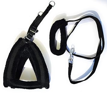 Tame Love? Adjustable Dog Chest Belt Harness and Leash Belt with Fur for Adult Dog Like Labrador (Black Color - 1.25 Inch)