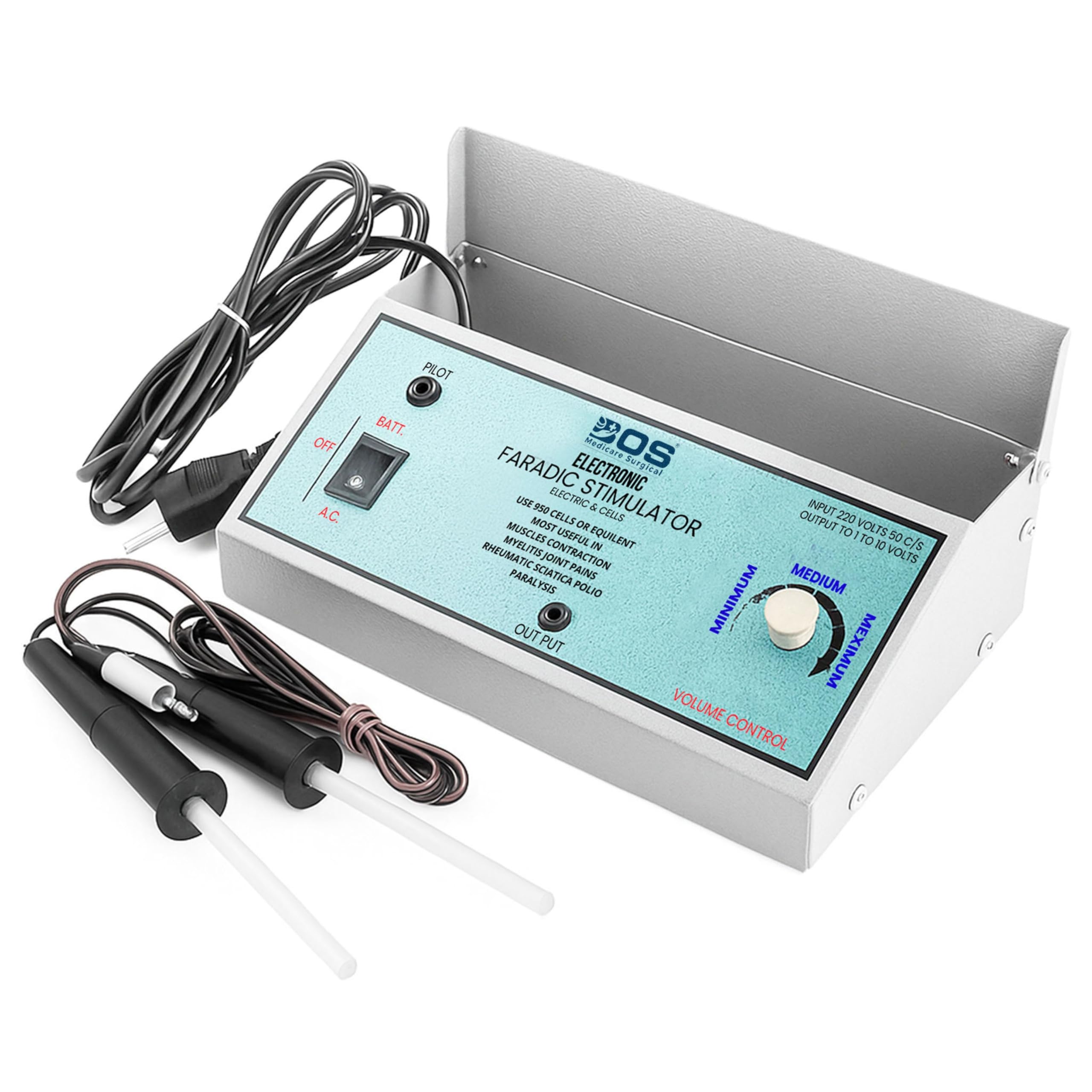 Bos Medicare Surgical® Faradic Electro Therapy Machine | Muscle Stimulator for Paralysis, Sciatica, Rheumatism, Myelitis, Polio Recovery | Nerve Stimulation Physiotherapy Device (Set of 1)