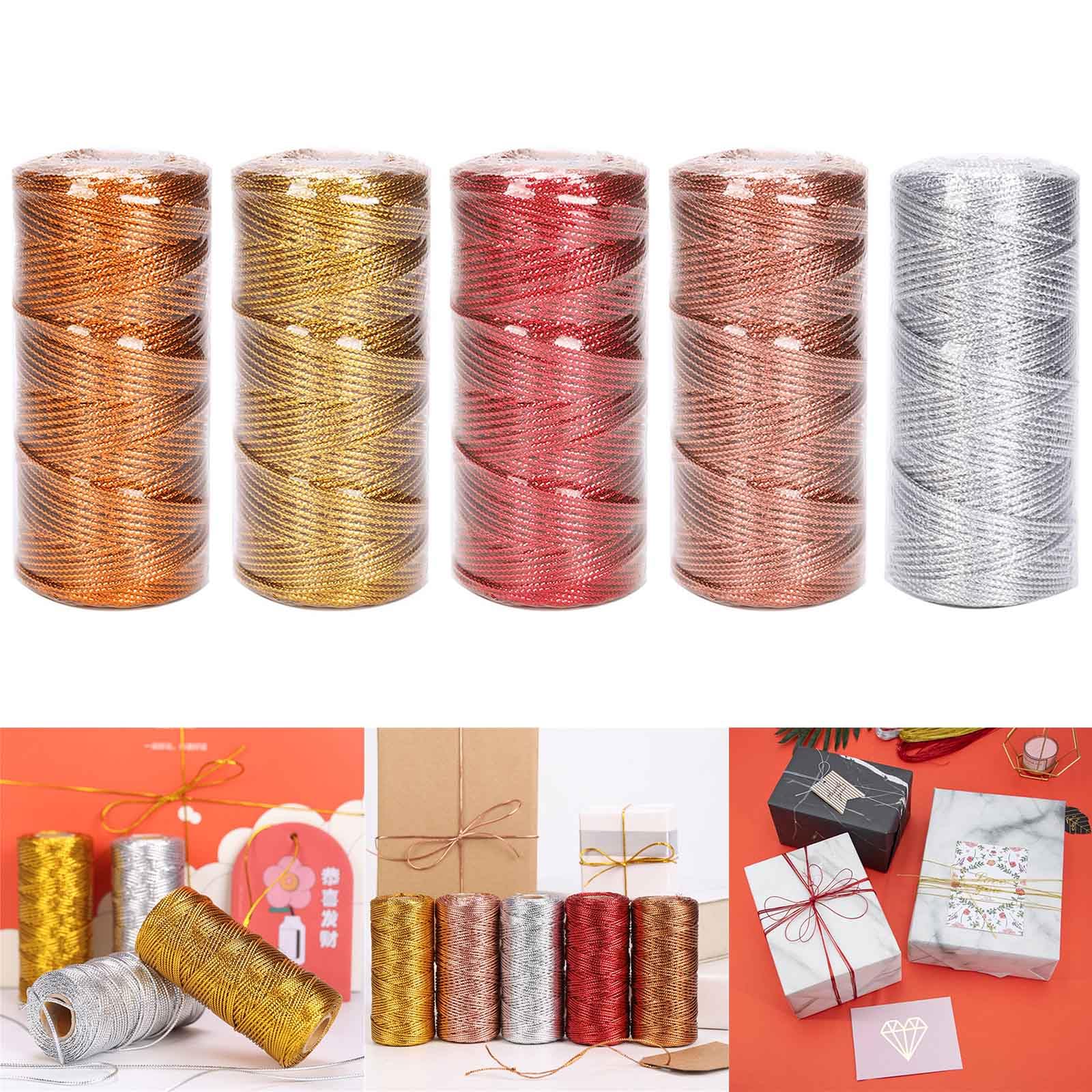 109Yards Decorative Wrapping Twine String Metallic Bakers Twine for Wrapping Craft
