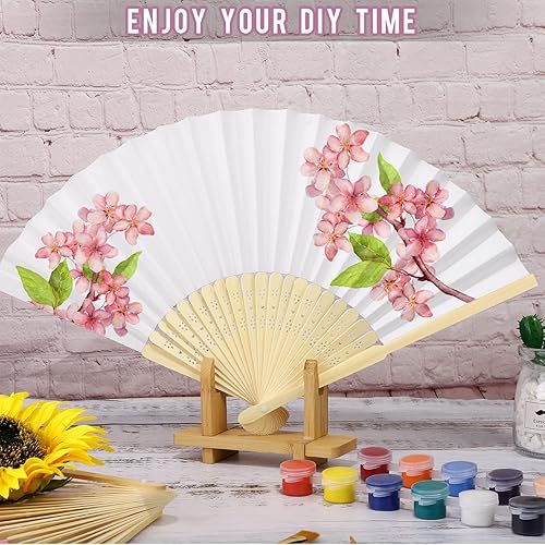 Miniatura 4 de durony 16 abanicos de papel blanco plegables de bambú para bricolaje, regalo de boda, fiesta, decoración del hogar