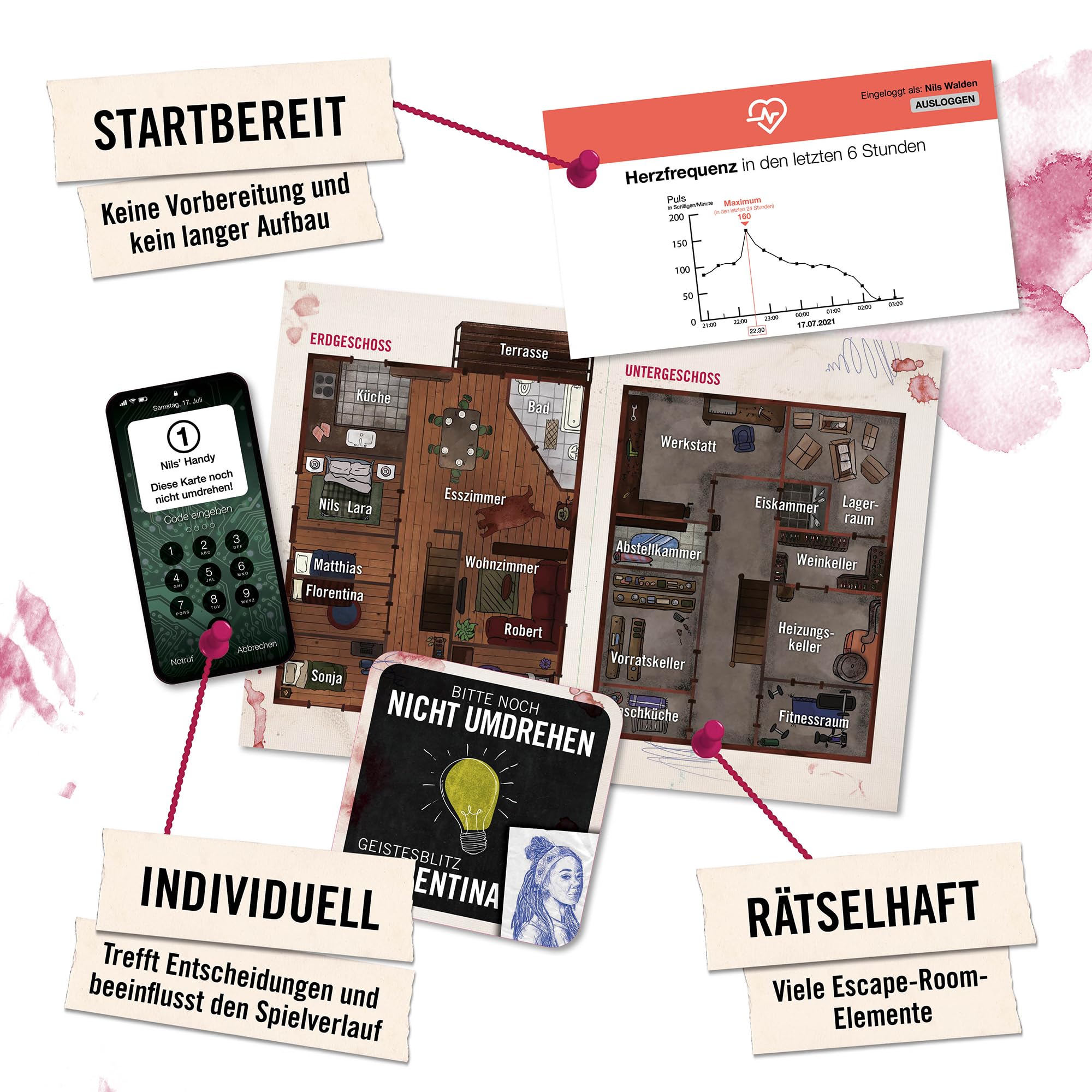 Hidden Games Hangover – Gioco di società “Tote frieren nicht”, gioco realistico sulla scena del crimine con indagine da detective emozionante, escape room (versione in lingua tedesca)