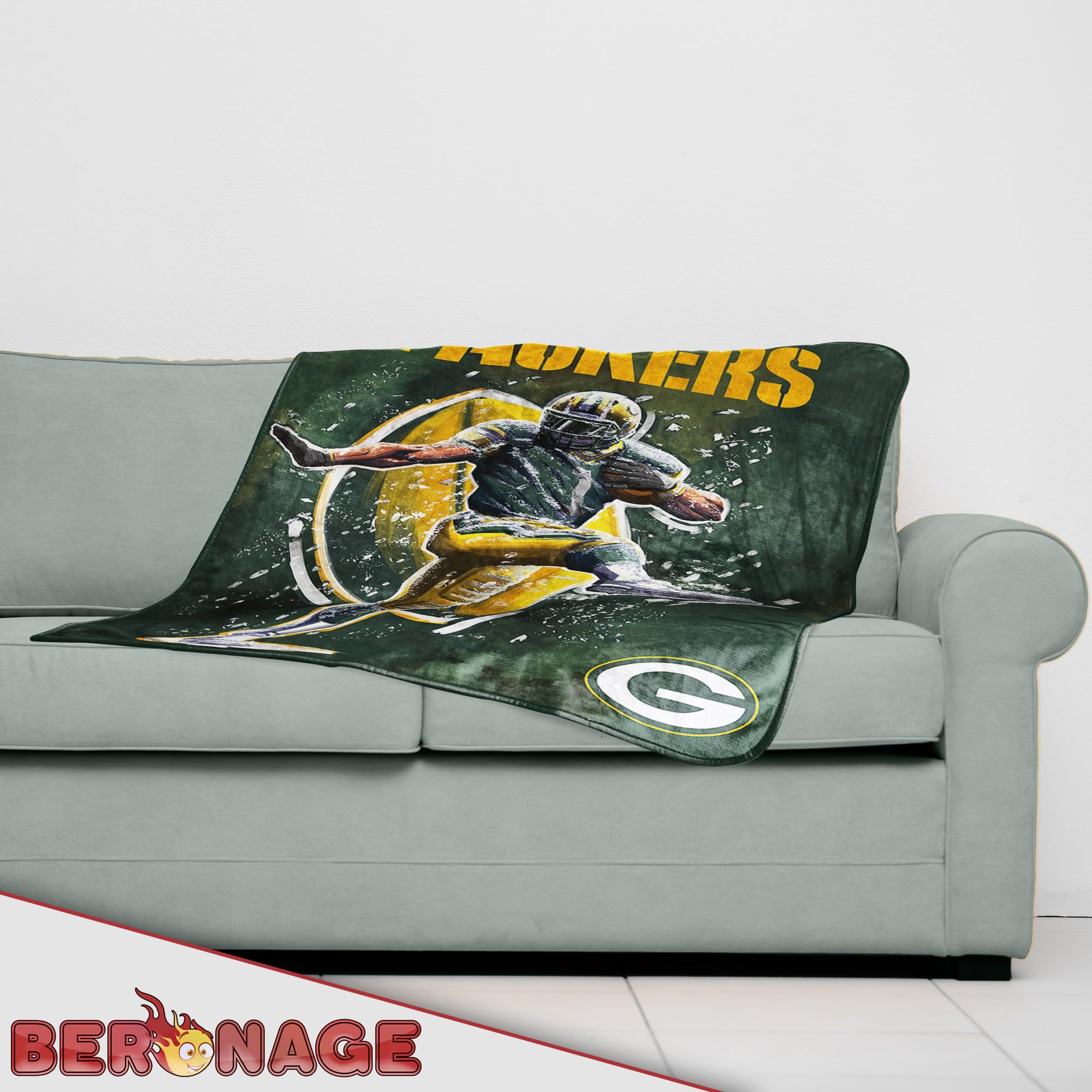 BERONAGE NFL Green Bay Packers - Coperta 150 x 200 cm, 100% poliestere, morbida e soffice, ideale come regalo
