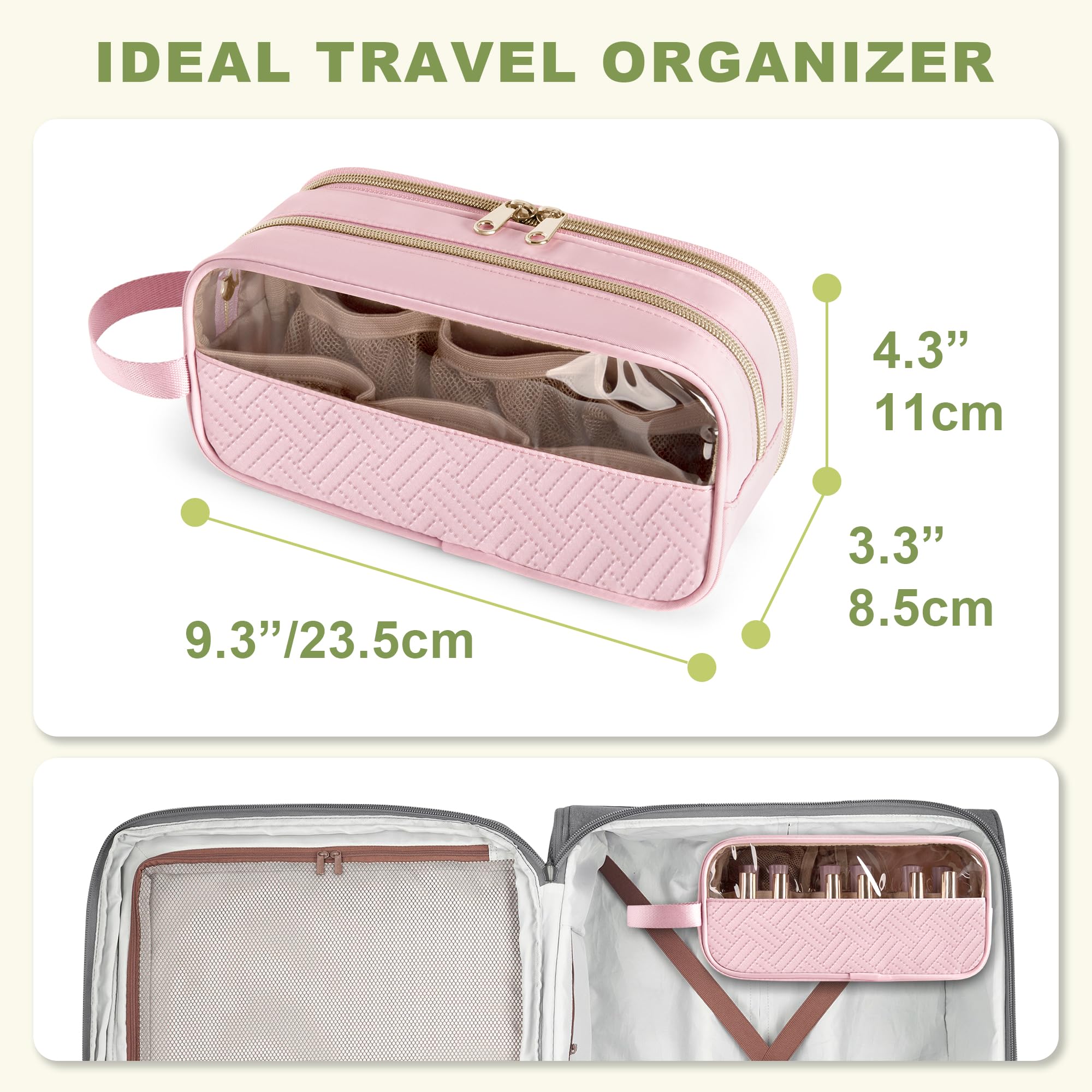 Custodia Organizer per Smalti, Capacità 12 Flaconi (15 ml), Rosa | Scomparto Organizer per Strumenti, Finestra Trasparente, Ampia Maniglia