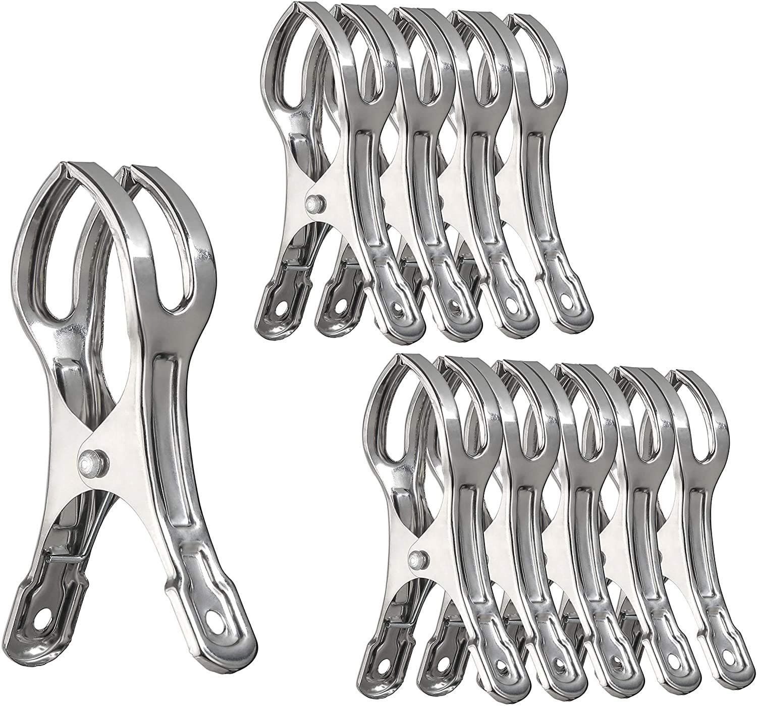 Pinzas para ropa, pinzas para toallas, de acero inoxidable, resistentes al viento, para toallas de playa, 4.3 pulgadas, tamaño jumbo, pinzas para ropa (paquete de 10)
