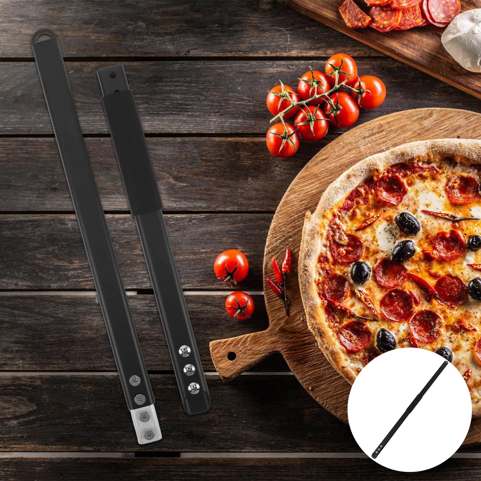 SHERCHPRY Manico in Lega di Alluminio per Pala Pizza da 80 Cm, Manico di Ricambio in Metallo per Spatola Dolci, Impugnatura Ergonomica per Cucina Professionale e Domestica
