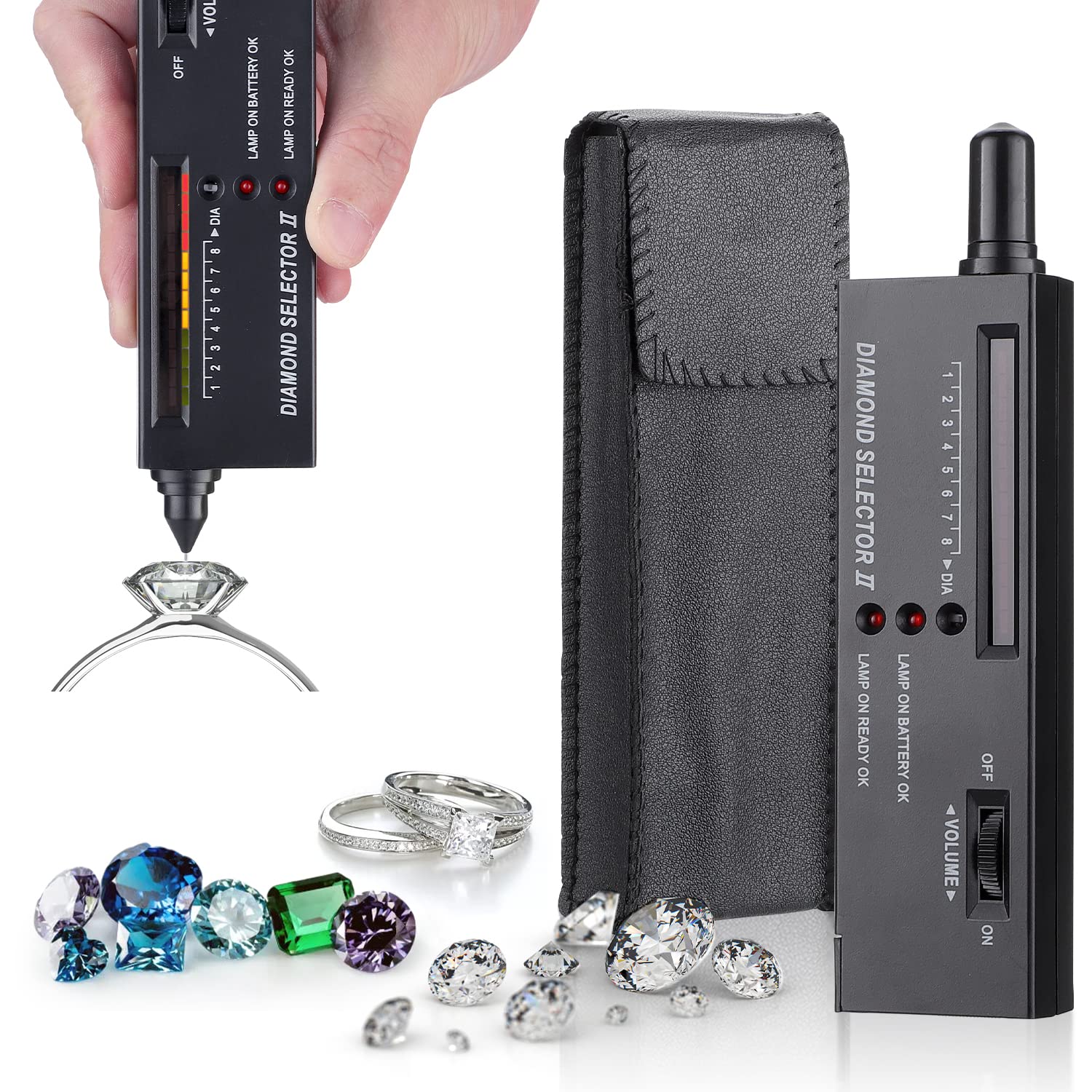 FirelexHigh Accuracy Diamond Tester,Portable Diamond Tester Tool Gemstone Tester Gold Tester with LED Indicator,Jewelry Electric Tester Pen for Gemstone Novice Expert