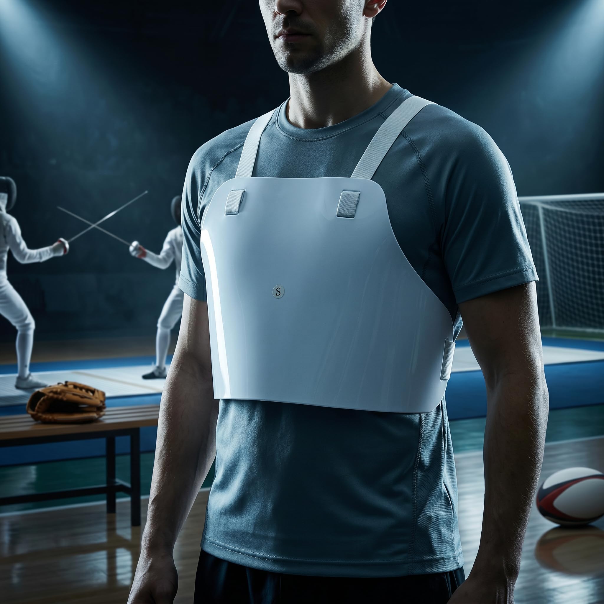 Tbest Protector de Pecho de Esgrima, Correa Ajustable, Plastrón, para Fútbol, Béisbol, Rugby