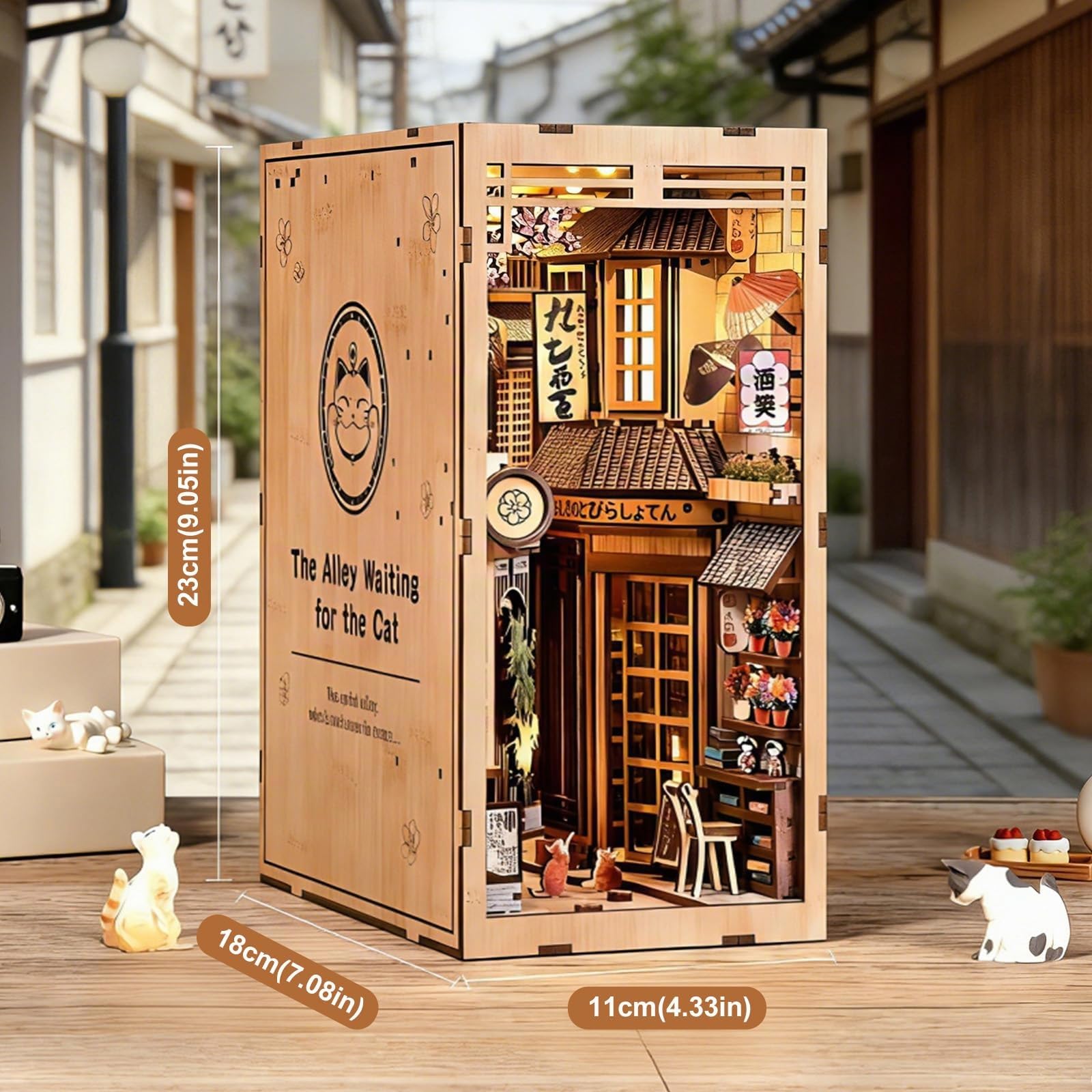 DIY Book Nook Kit Booknook Casa Miniatura Book Nook Japan | Puzzle 3D Legno per adulti & adolescenti – decorazione creativa per libreria – Regalo Natale & compleanni