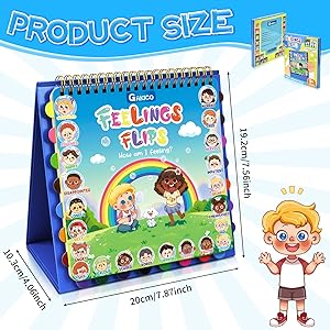 GAKICO Feelings Flipbook for Kids: 22 Moods/Emotions ADHD & Autism Learning Materials, Emotional Regulation Tools for Kids, Calm Down Corner Essential for Preschool Kindergarten Classroom