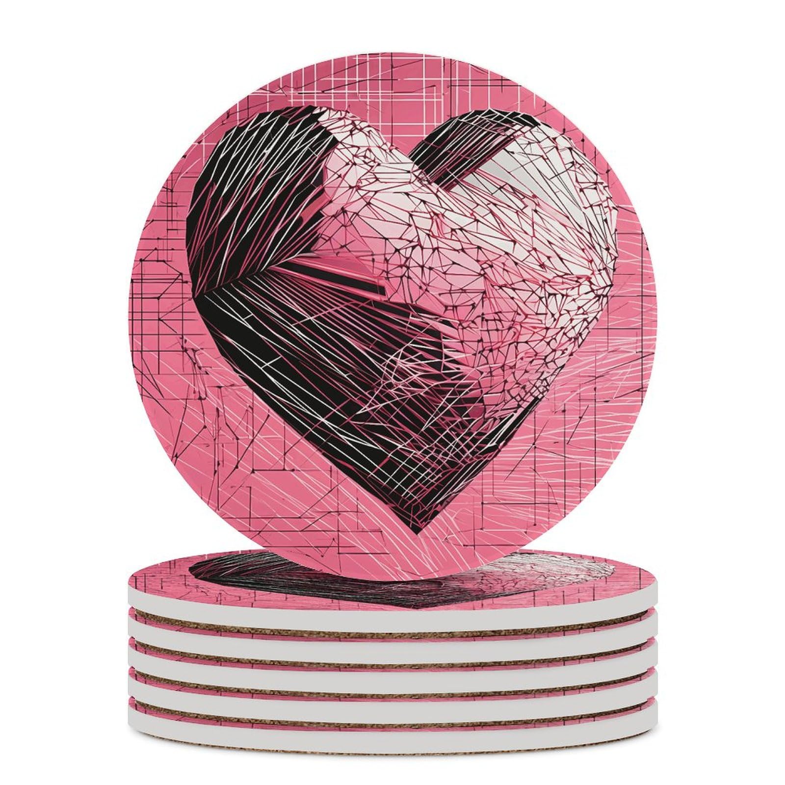 Dessous de verre cœur dessiné idée cadeau lot de 6 pièces