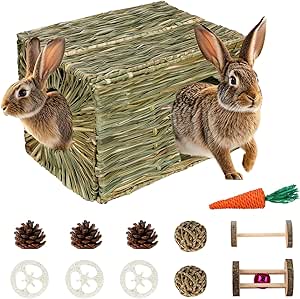 Amazon.com : BWOGUE Extra Large Rabbit Grass House Natural Hand Woven ...