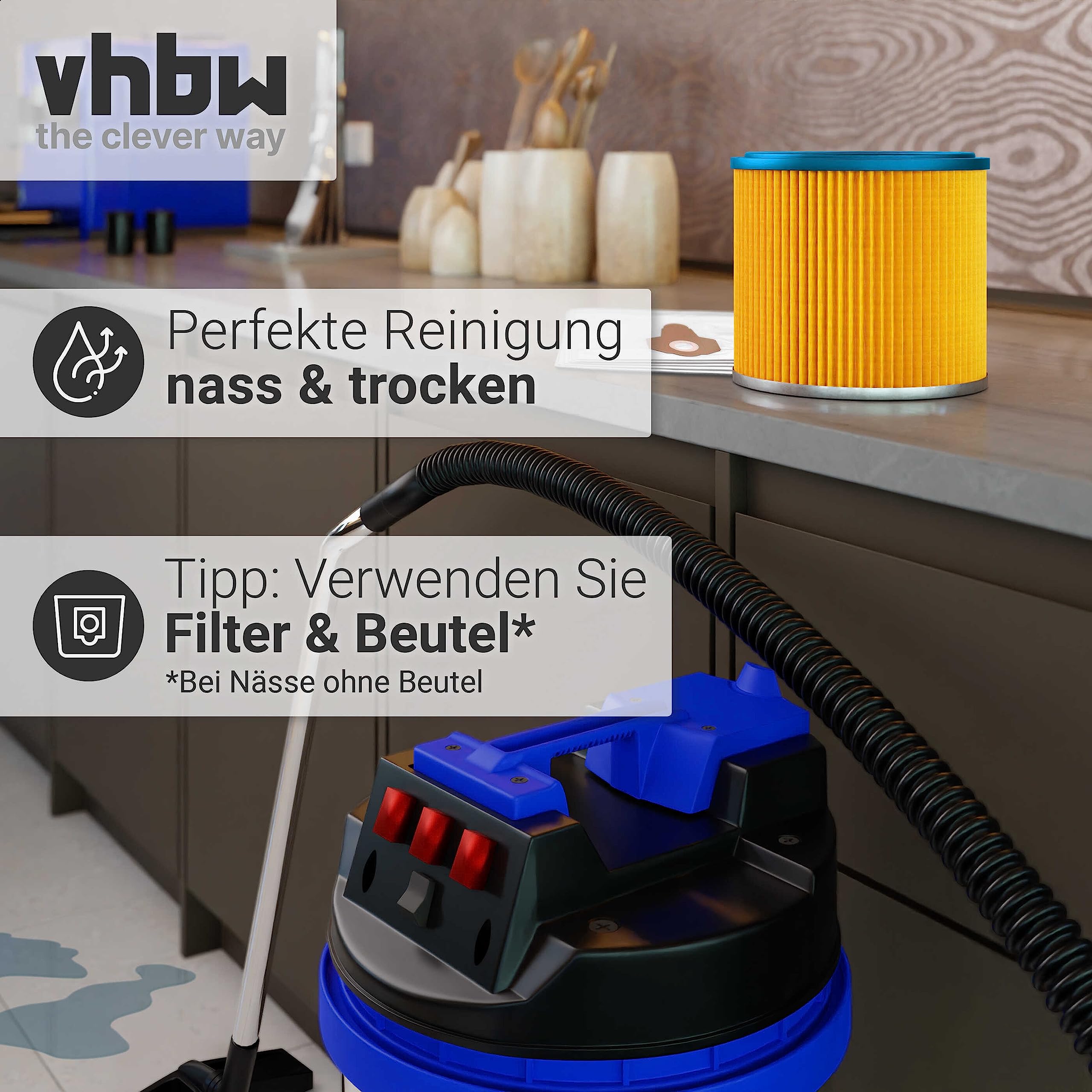 vhbw filtr okrągły / filtr lamelowy pasujący do odkurzacza Aqua Vac 7400, 7402, 7404, 7405, 7409,7000, 7002, 7413, 7423